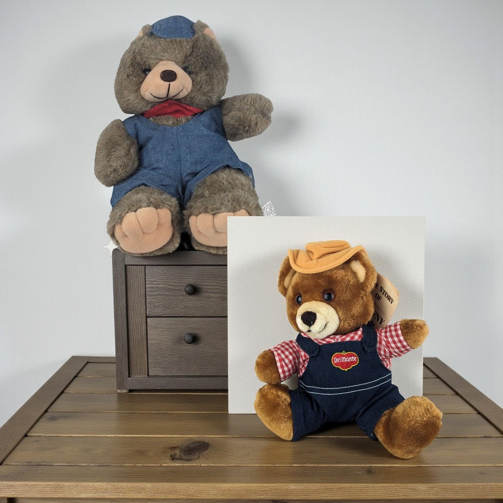 Vintage 1985 Teddy Bear Choice: Dakin Del Monte or America Wego Denim Toy