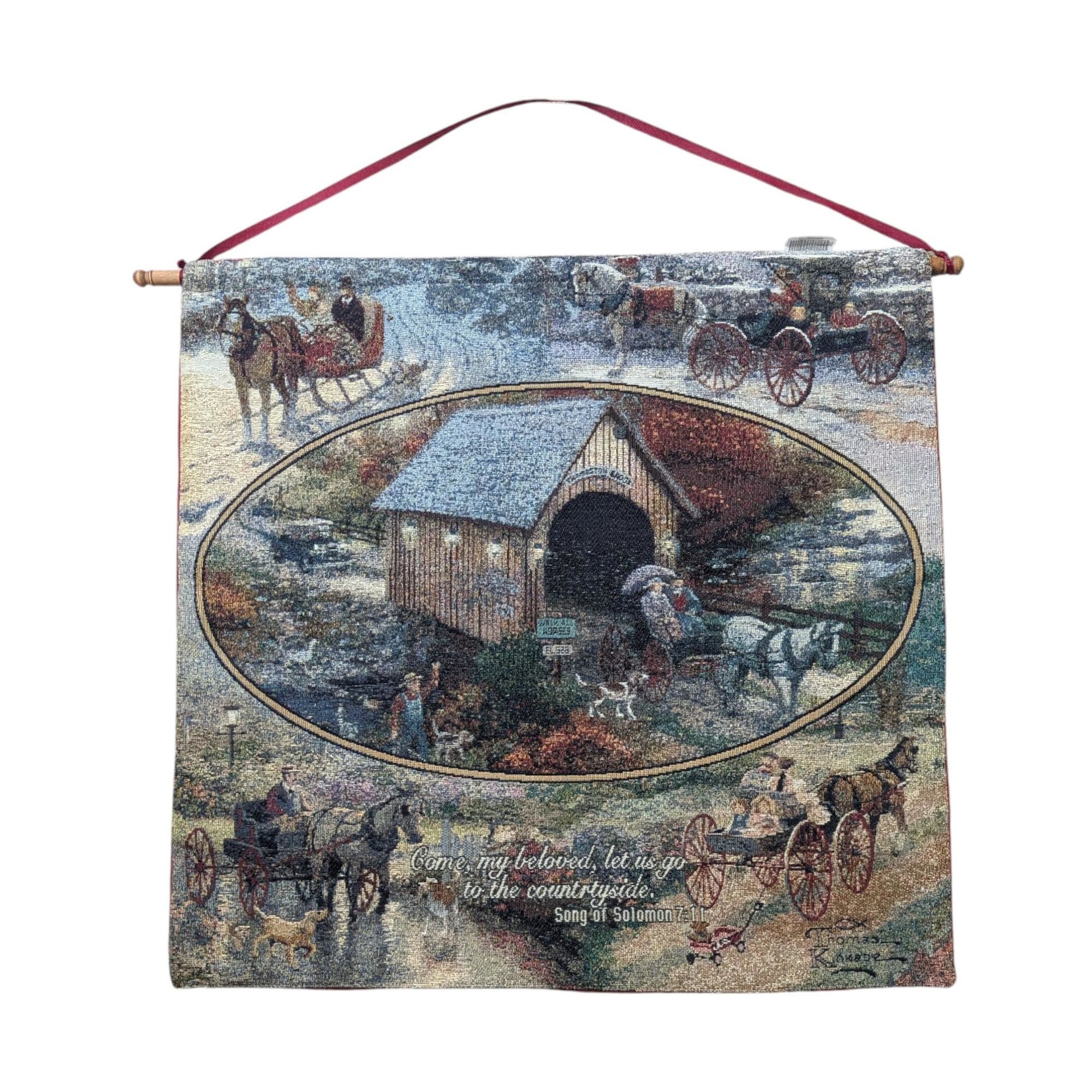Vintage Countryside Tapestry - Thomas Kinkade Song of Solomon 7:11 Wall Art