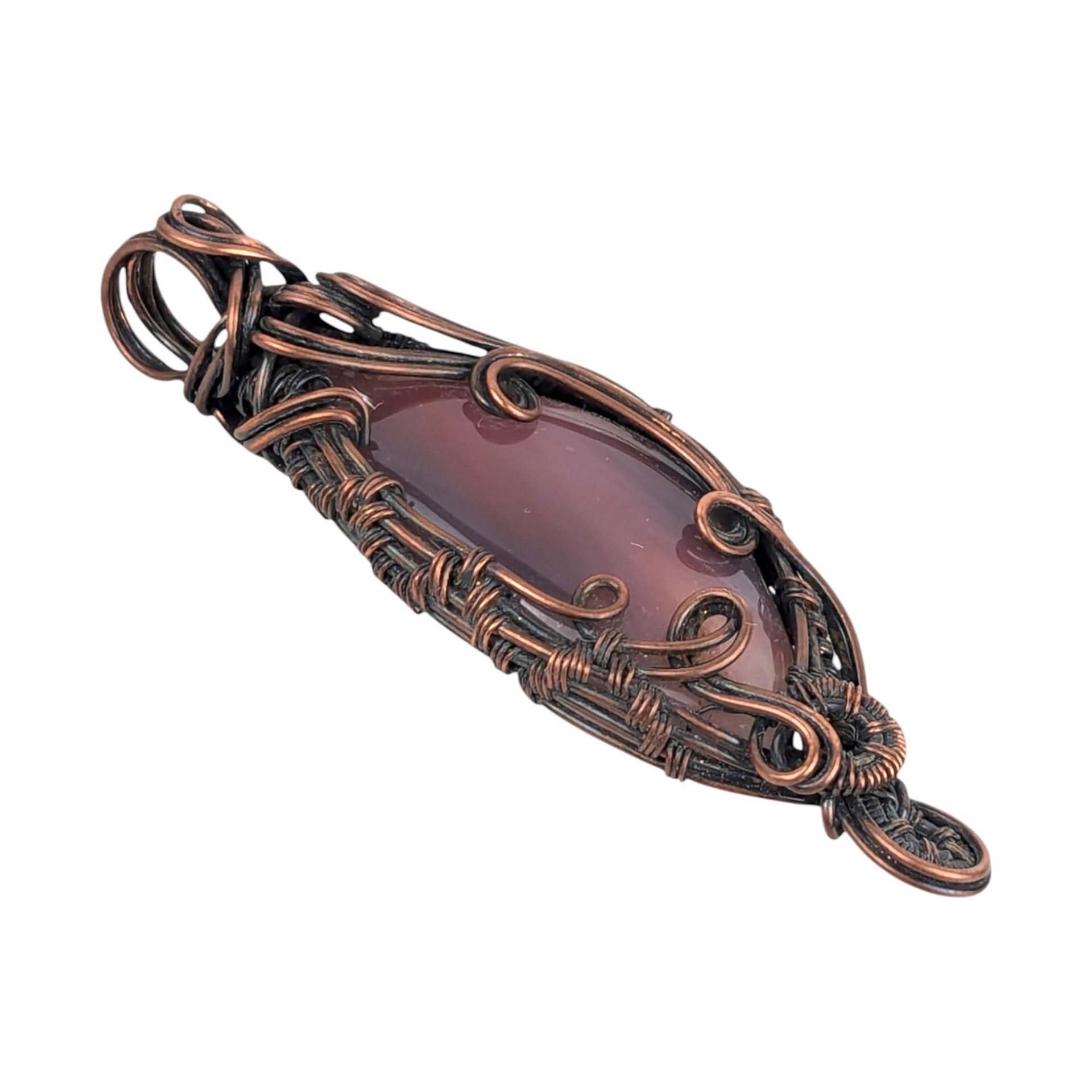 Copper Wire Wrapped Montana Agate Pendant: Handmade Artisan Gemstone Jewelry