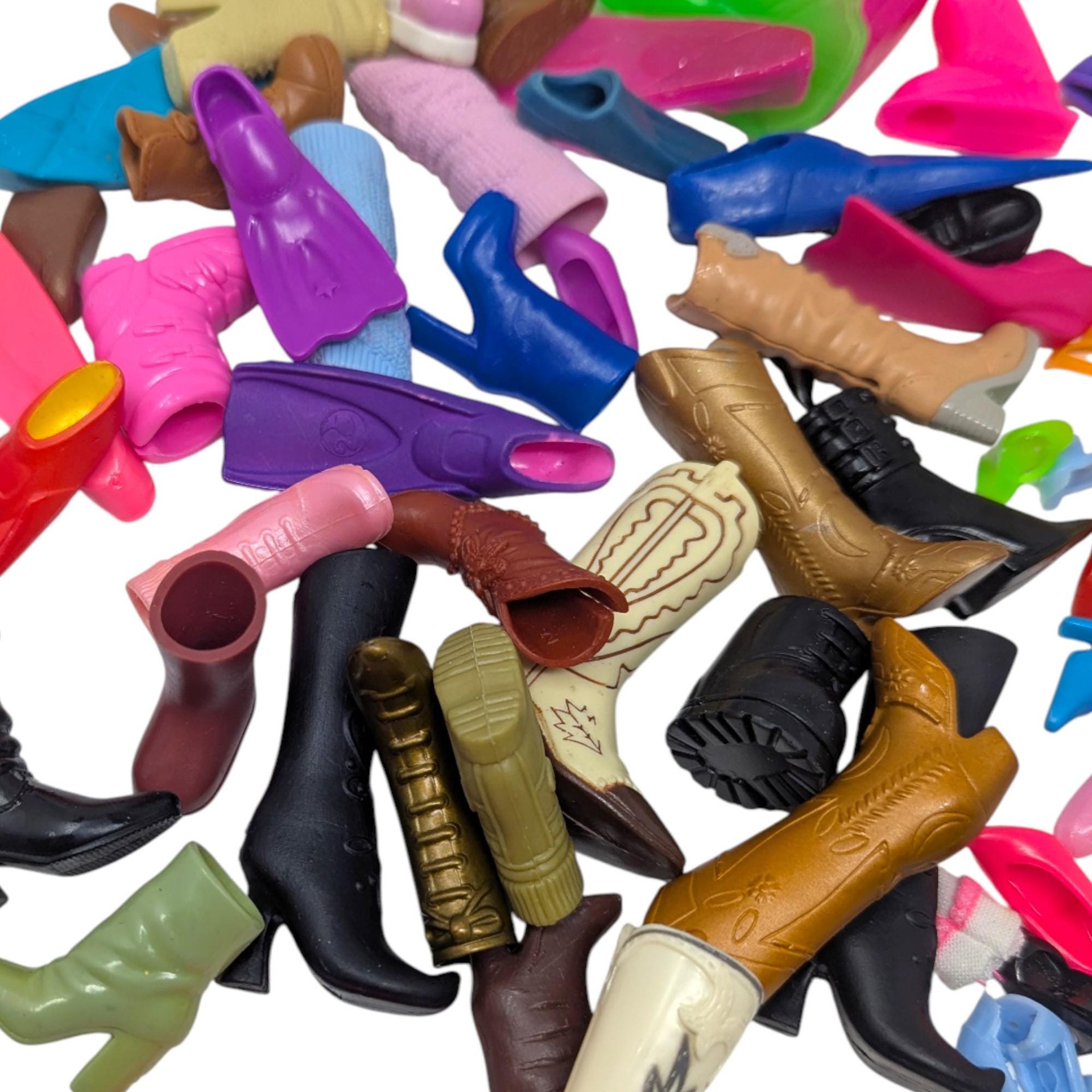 Vintage Barbie Doll Shoe and Boot Lot: Mixed Accessory Grab Bag for Fashion Dolls