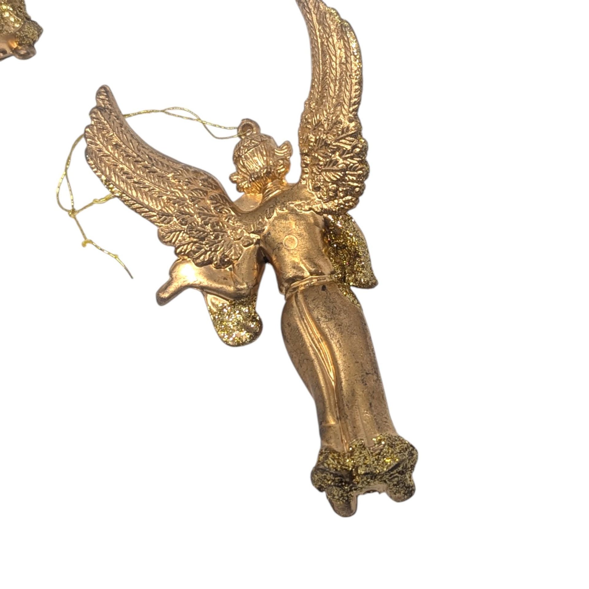 Vintage Gold Plastic Angel Ornaments: Set of 9 Holiday Decorations