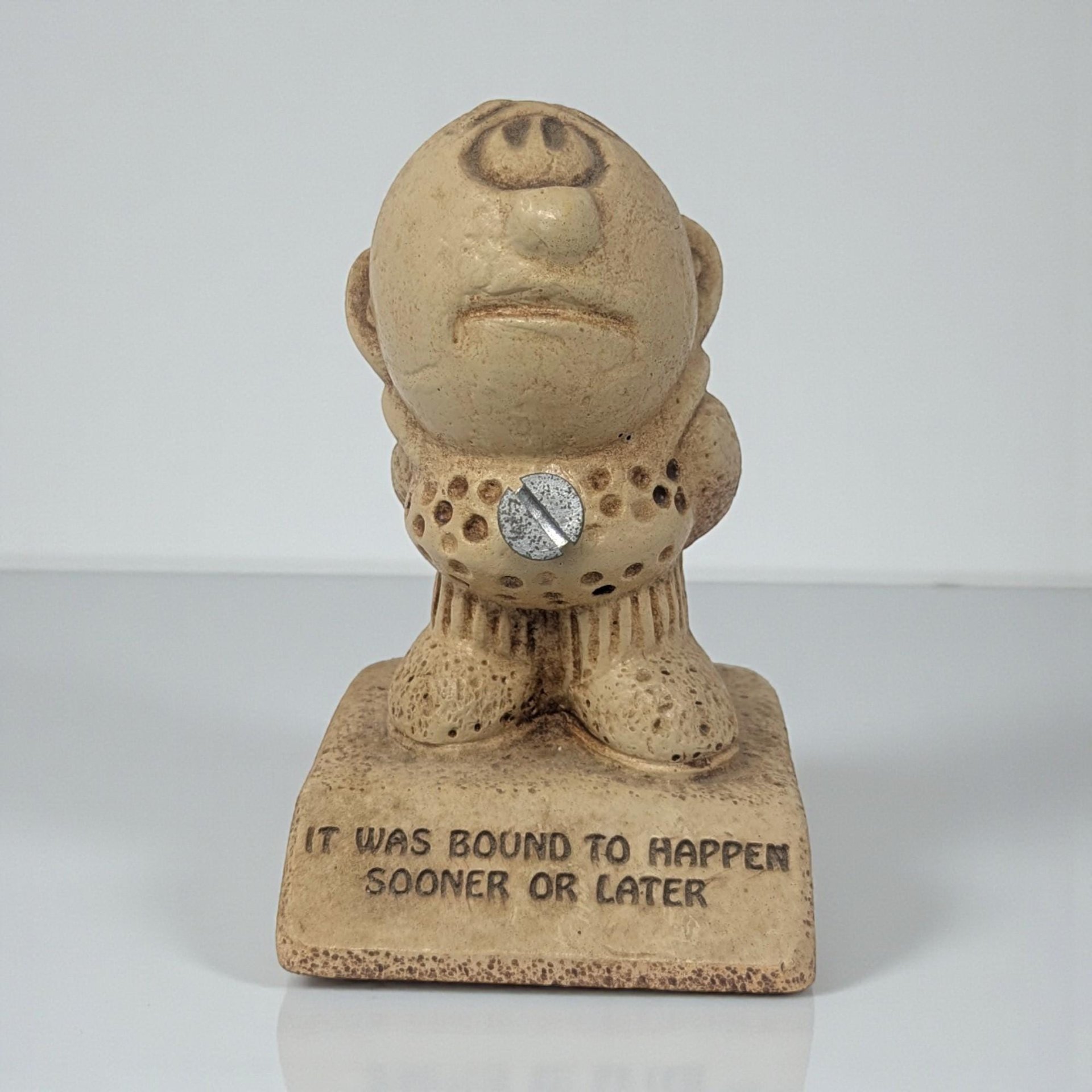 Vintage 1969 Novelty Figurine: Funny 'It Was Bound to Happen' Statue