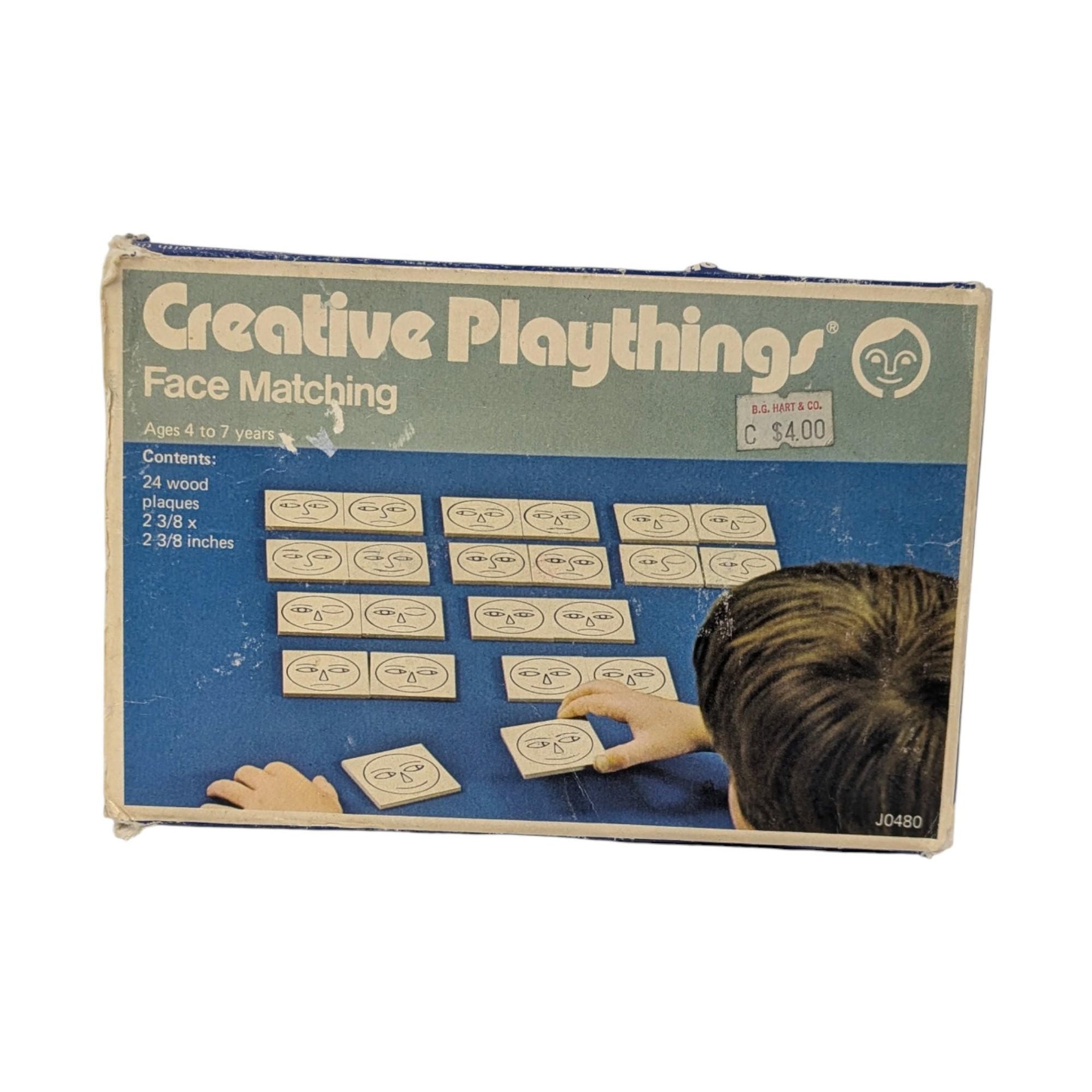 Vintage Creative Playthings Face Matching Game J0480: Mid-Century Wood Learning Toy