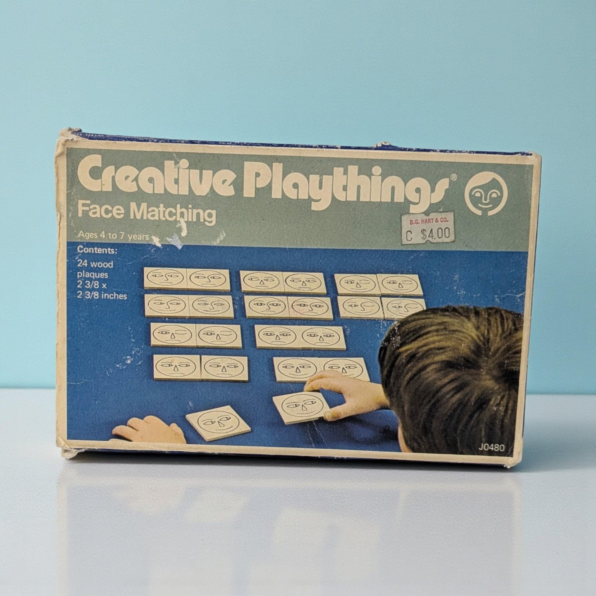 Vintage Creative Playthings Face Matching Game J0480: Mid-Century Wood Learning Toy