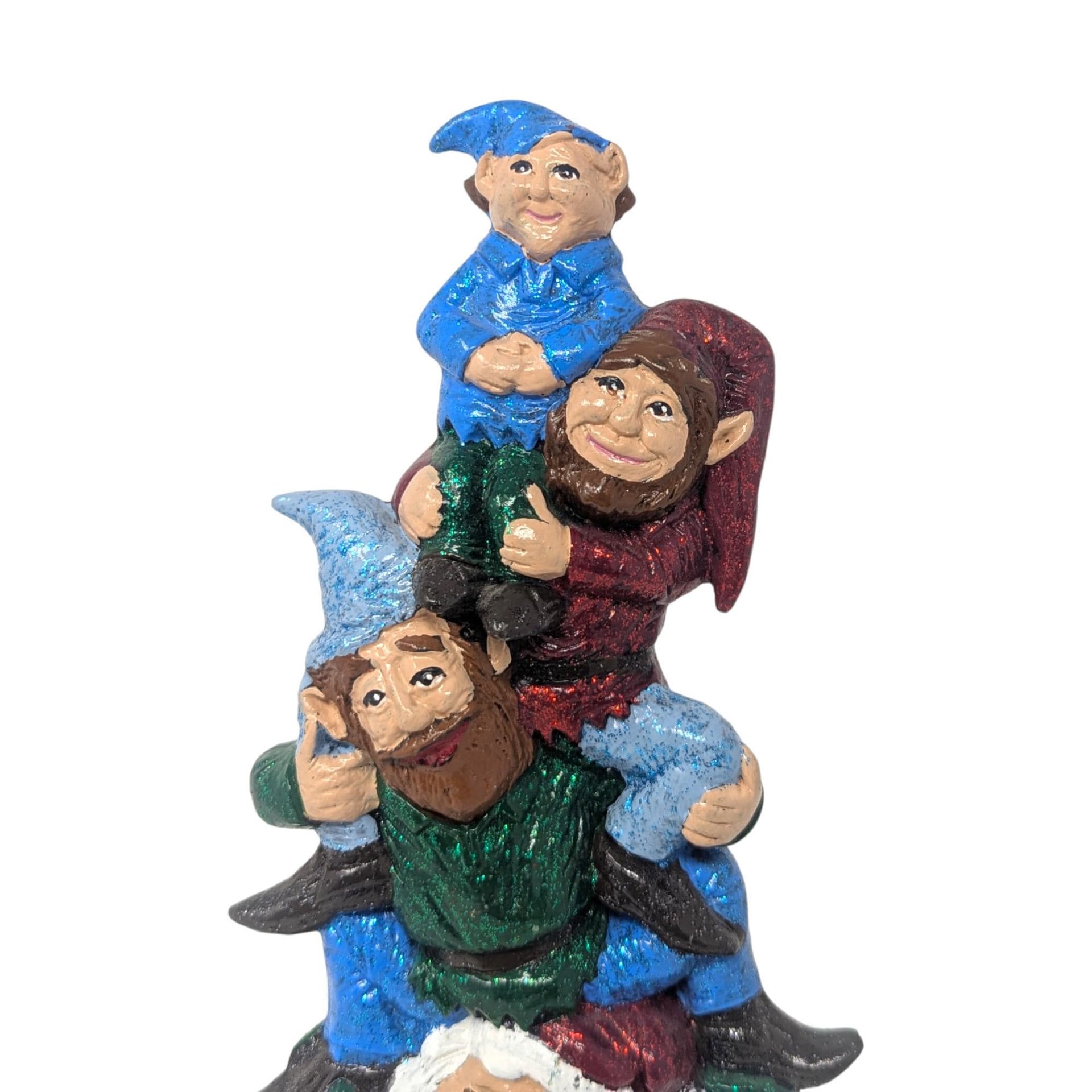 Vintage Ceramic Santa and Gnome Stack: Handpainted Christmas Totem Figurine