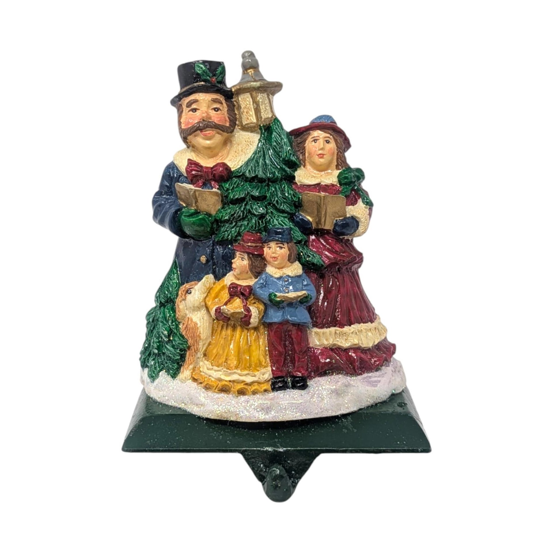 Vintage Village Carolers Family Stocking Holder: Resin Victorian Christmas Mantle Decor