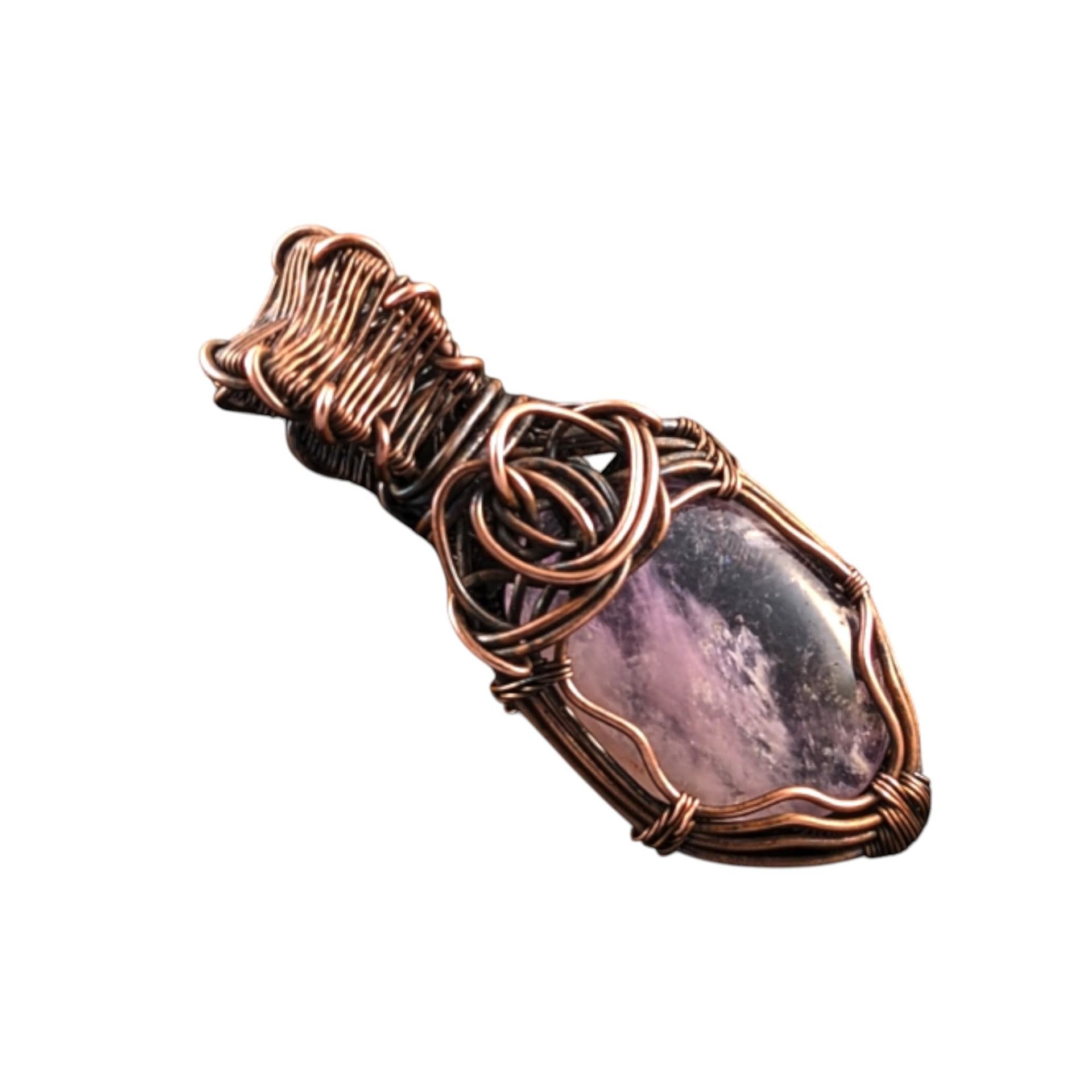 Amethyst Copper Pendant: Handmade Wire Wrapped Purple Gemstone