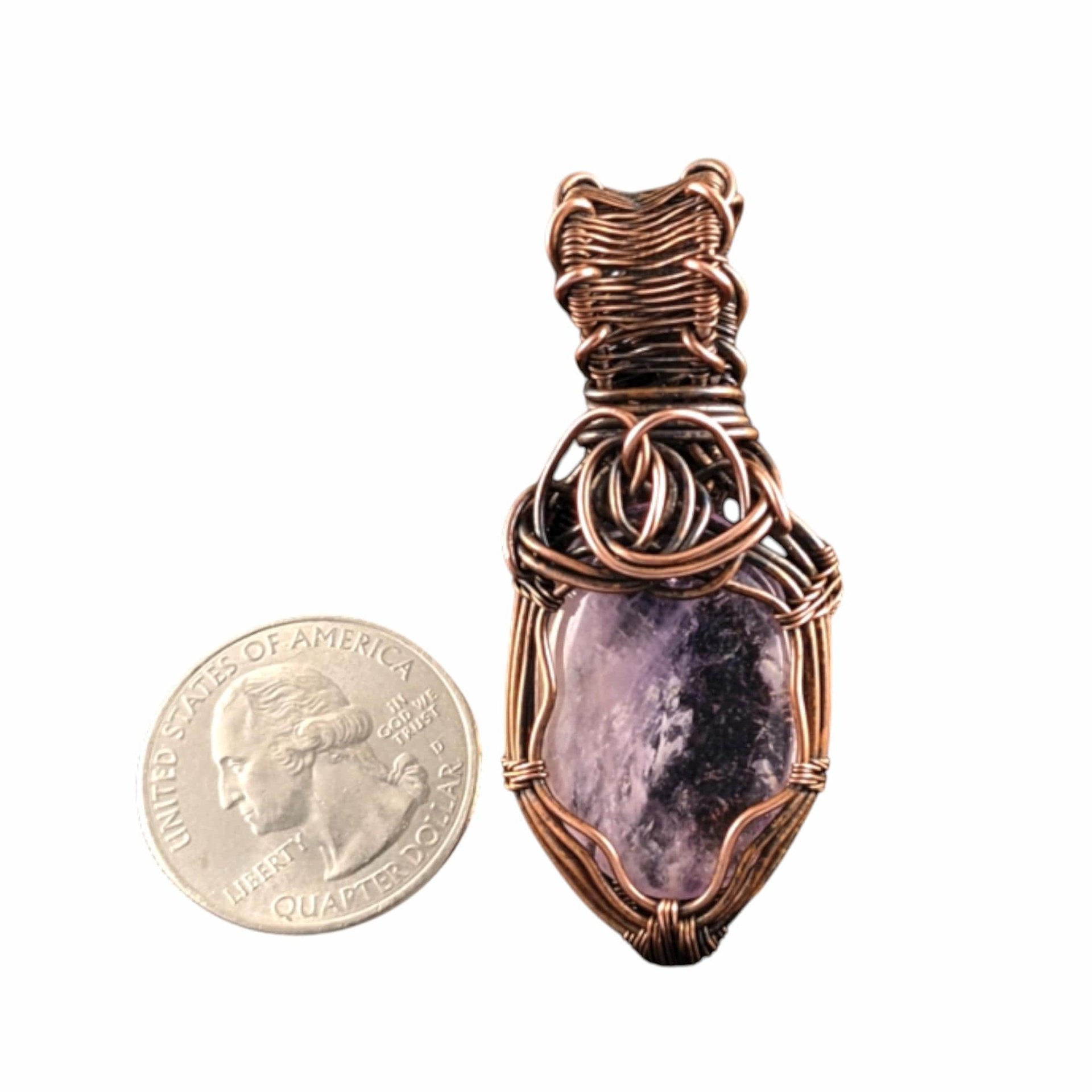 Amethyst Copper Pendant: Handmade Wire Wrapped Purple Gemstone