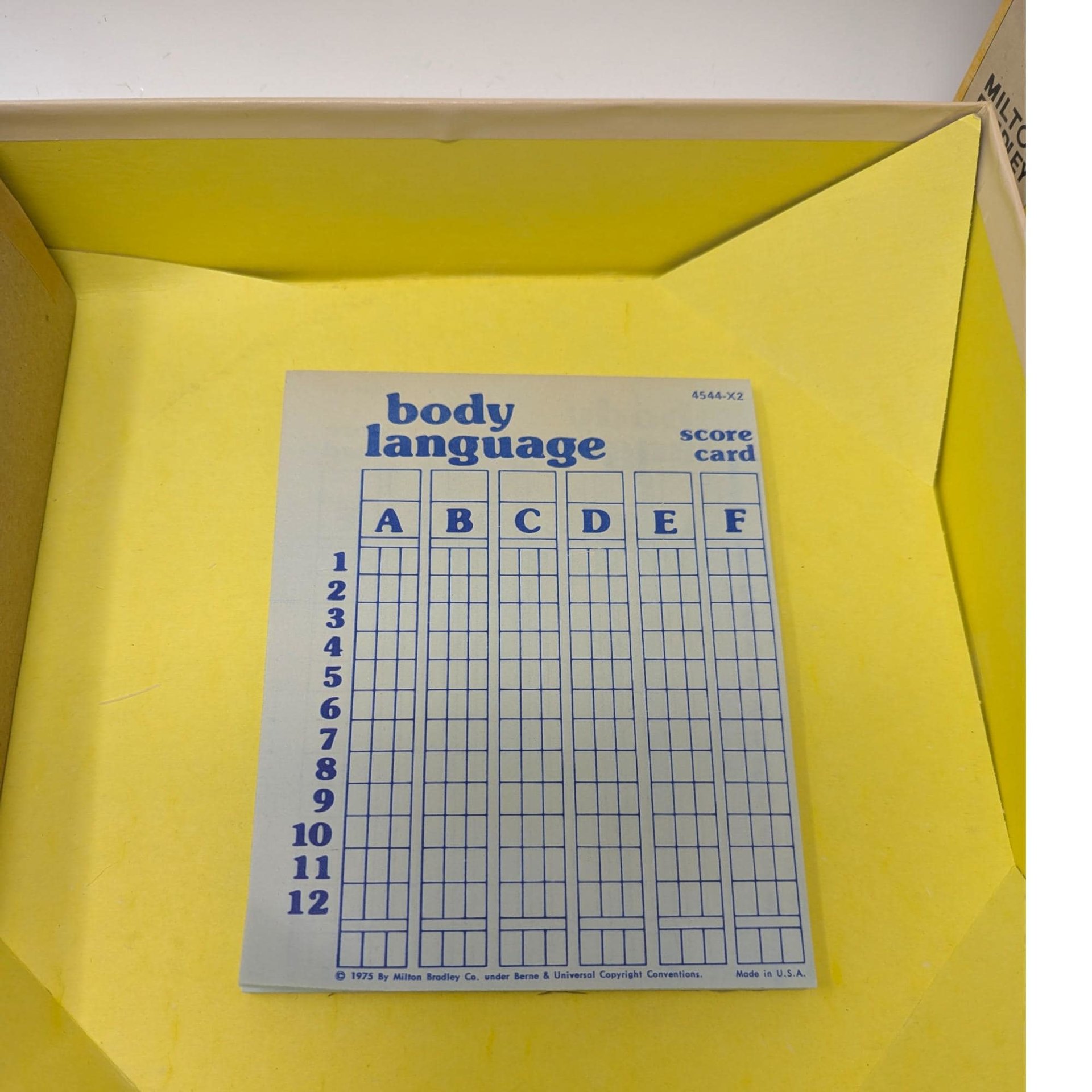 Vintage 1975 Body Language Game: Milton Bradley Pantomime Party Word Game