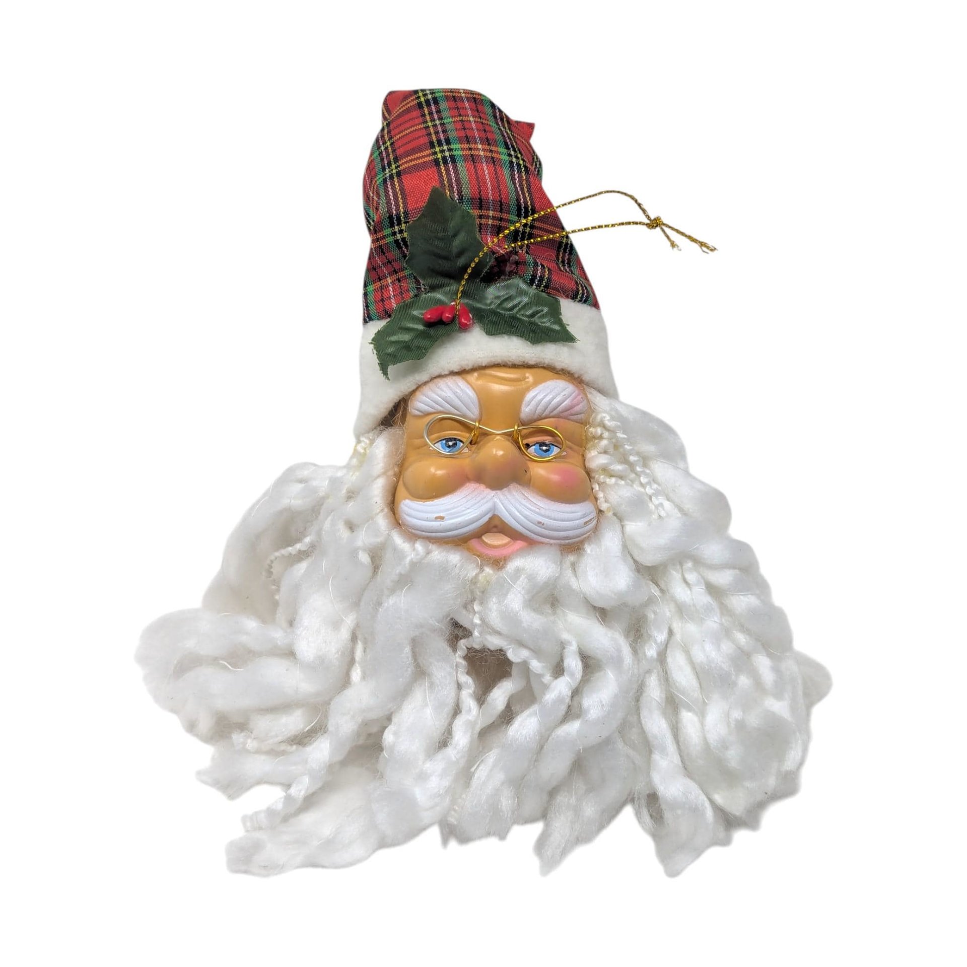 Vintage Christmas Choice: Plush Santa Heads Plastic Face & Elf Baker