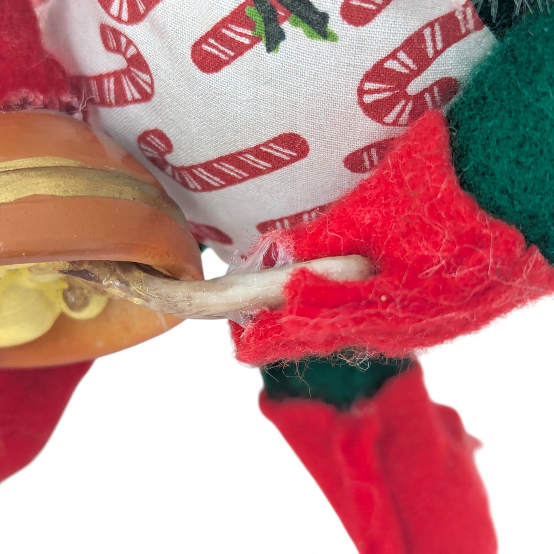 Vintage Christmas Choice: Plush Santa Heads Plastic Face & Elf Baker