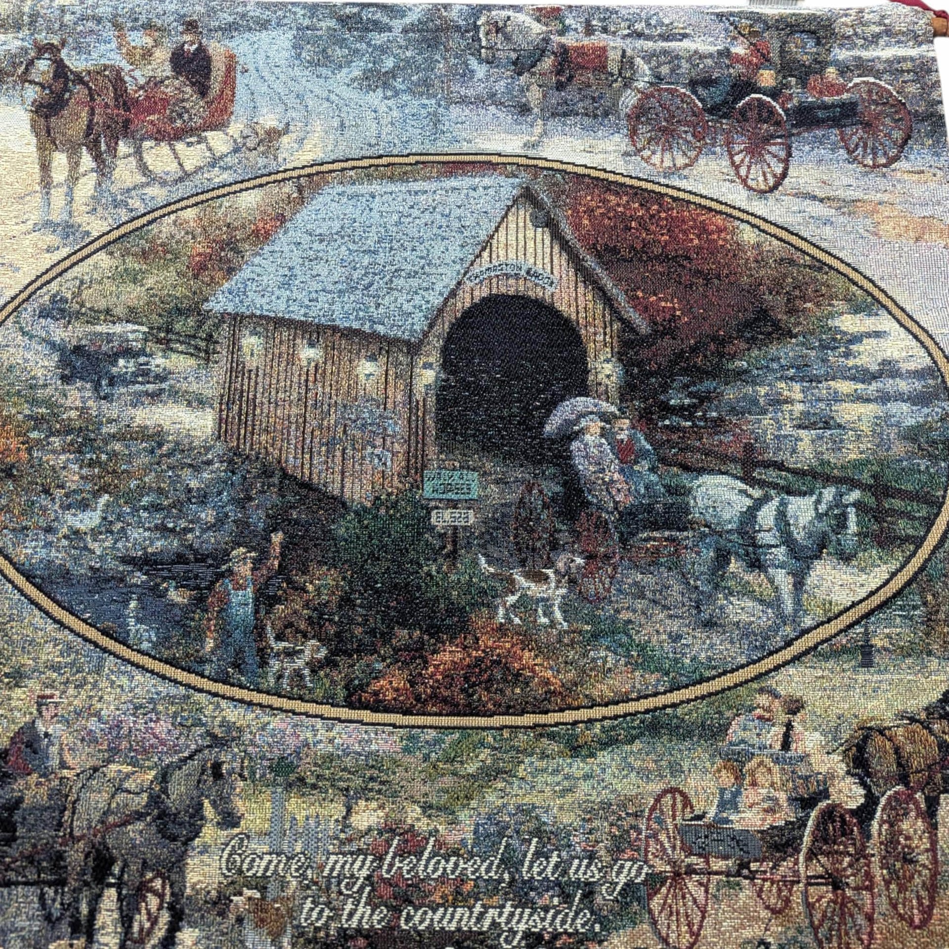 Vintage Countryside Tapestry - Thomas Kinkade Song of Solomon 7:11 Wall Art