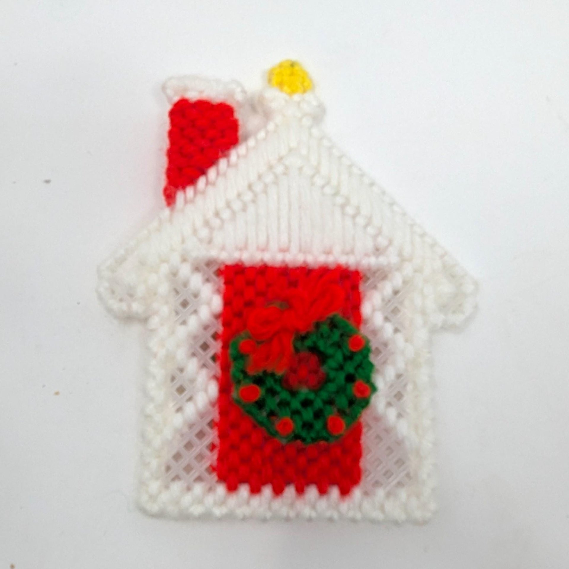 Vintage Handmade Plastic Canvas Ornaments: Needlepoint Christmas Decor Set