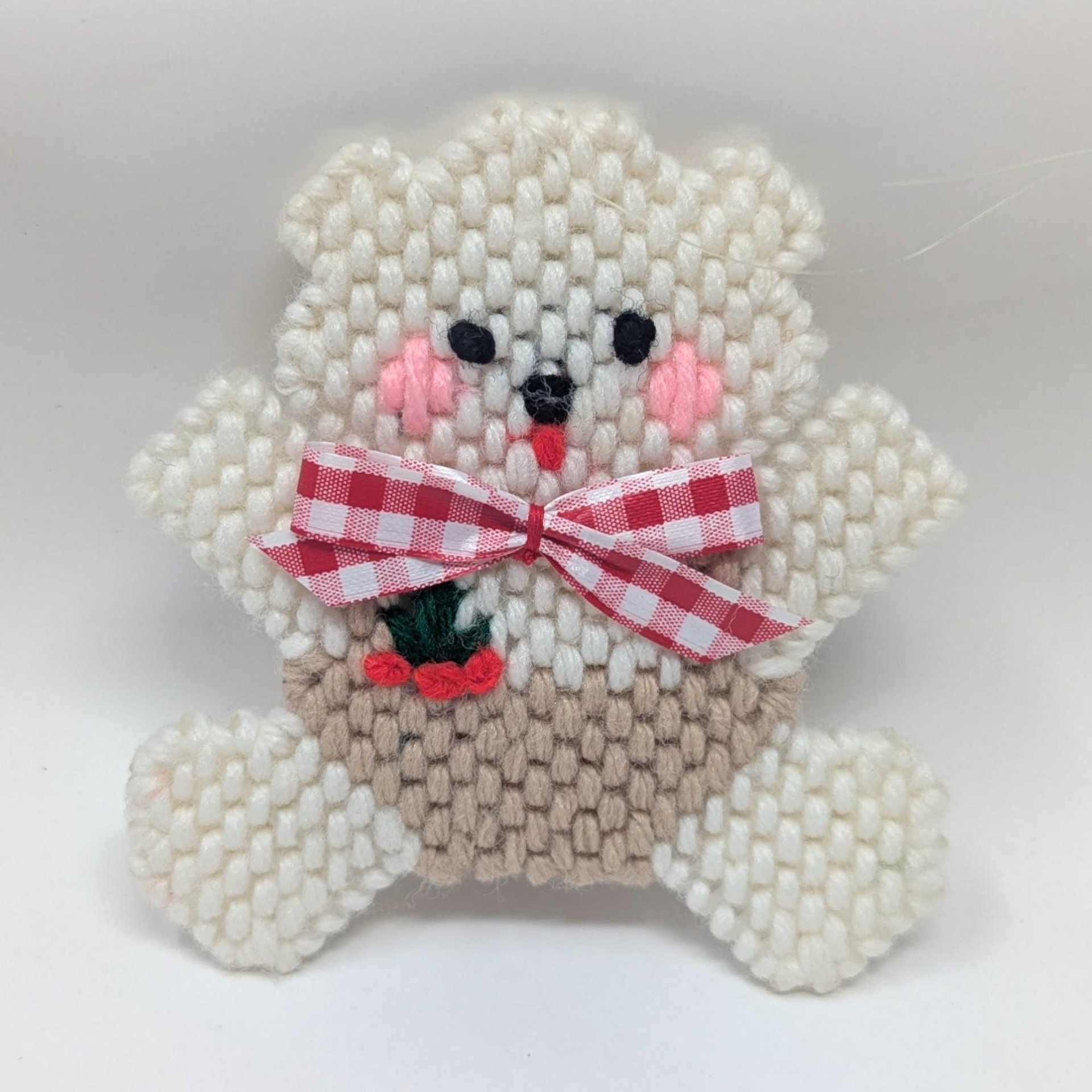 Vintage Handmade Plastic Canvas Ornaments: Needlepoint Christmas Decor Set