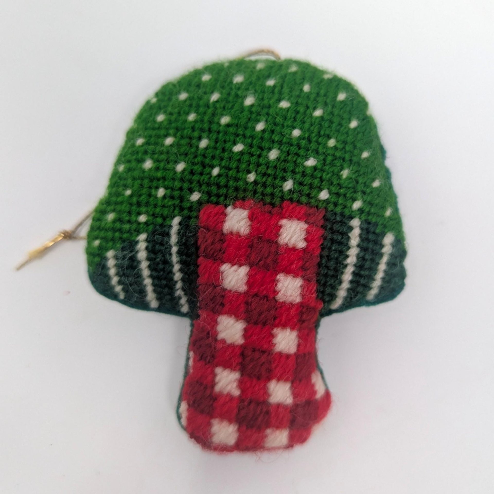 Vintage Handmade Needlepoint Ornament Set: Cross Stitch Christmas Decor