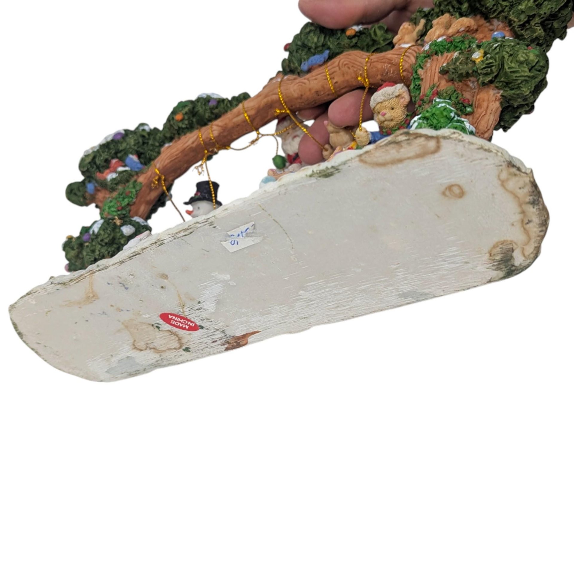 Vintage Resin Christmas Swing Figure: Santa Snowman Teddy Bear