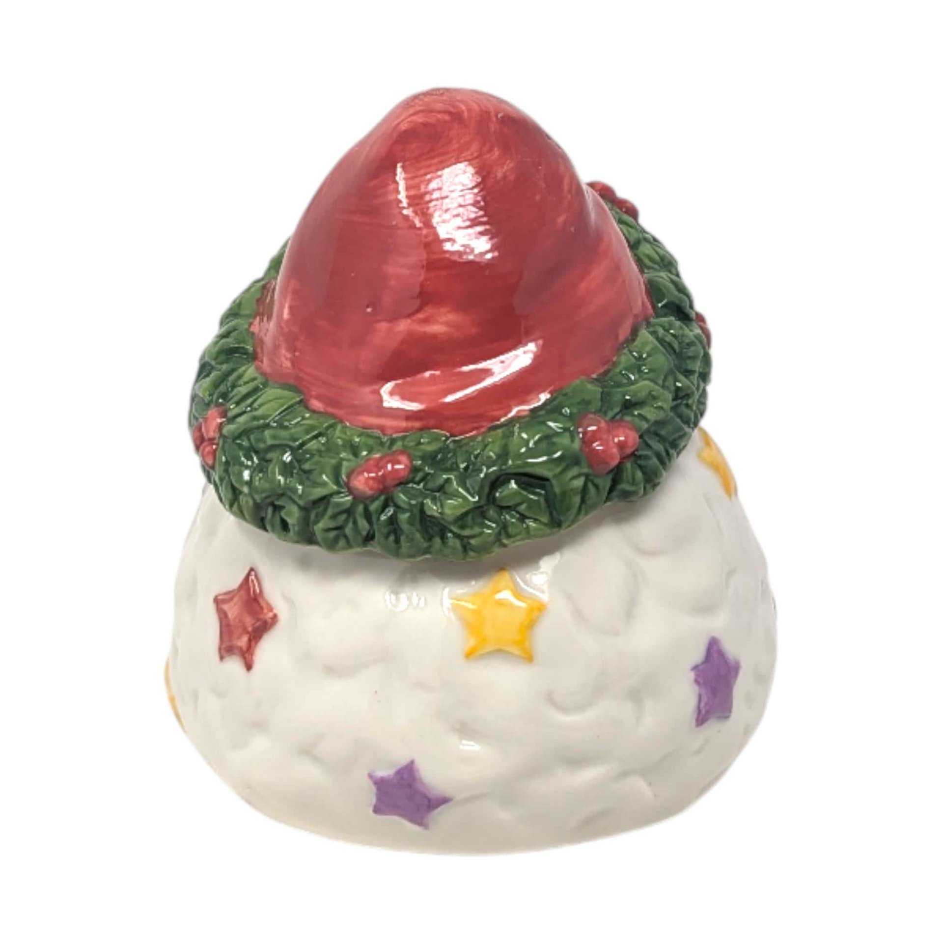 Vintage 2000 Ceramic Mini Santa Head Jar: Enesco Holiday Trinket Dish