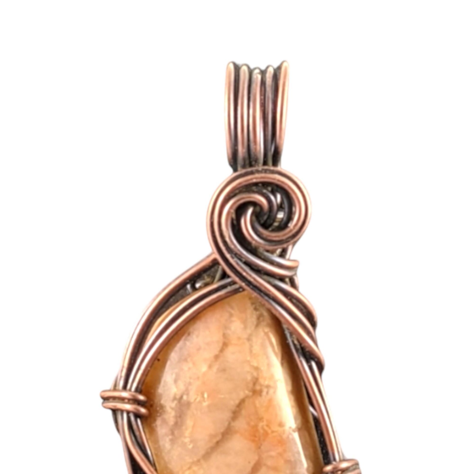Red Banded Jasper Copper Pendant: Handmade Wire Wrapped Necklace
