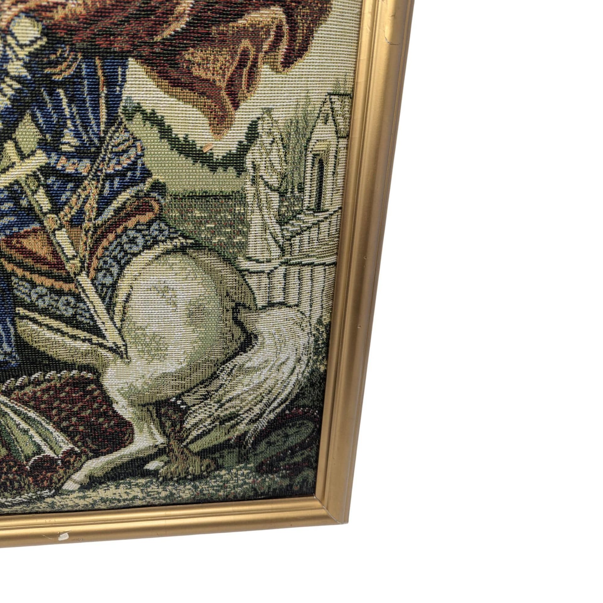 Vintage St George Slaying Dragon Puffy Tapestry: Framed Religious Art