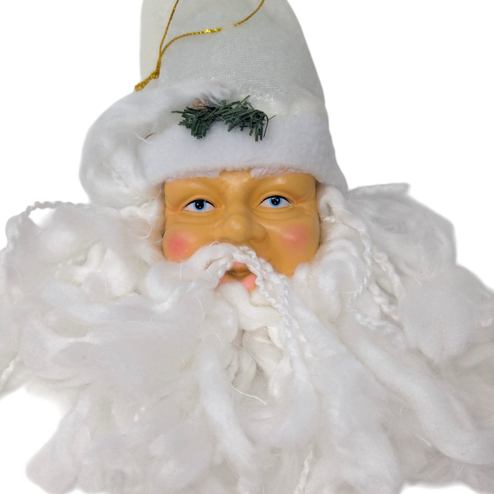 Vintage Christmas Choice: Plush Santa Heads Plastic Face & Elf Baker