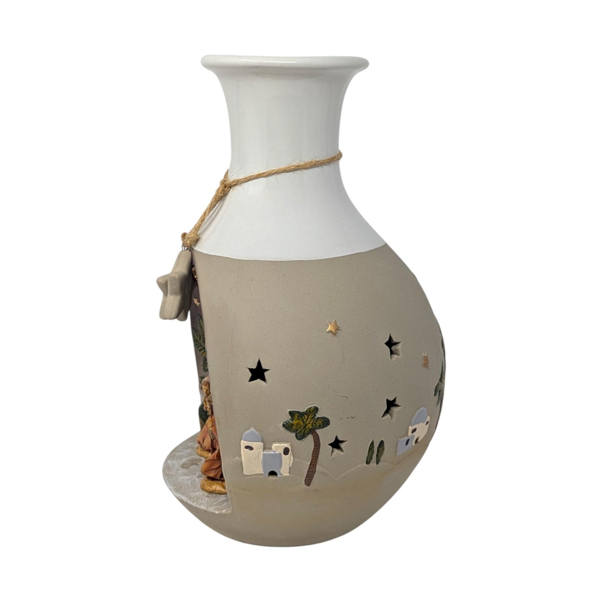 Vintage Roman Inc Light Up Nativity Vase: Holy Family Scene