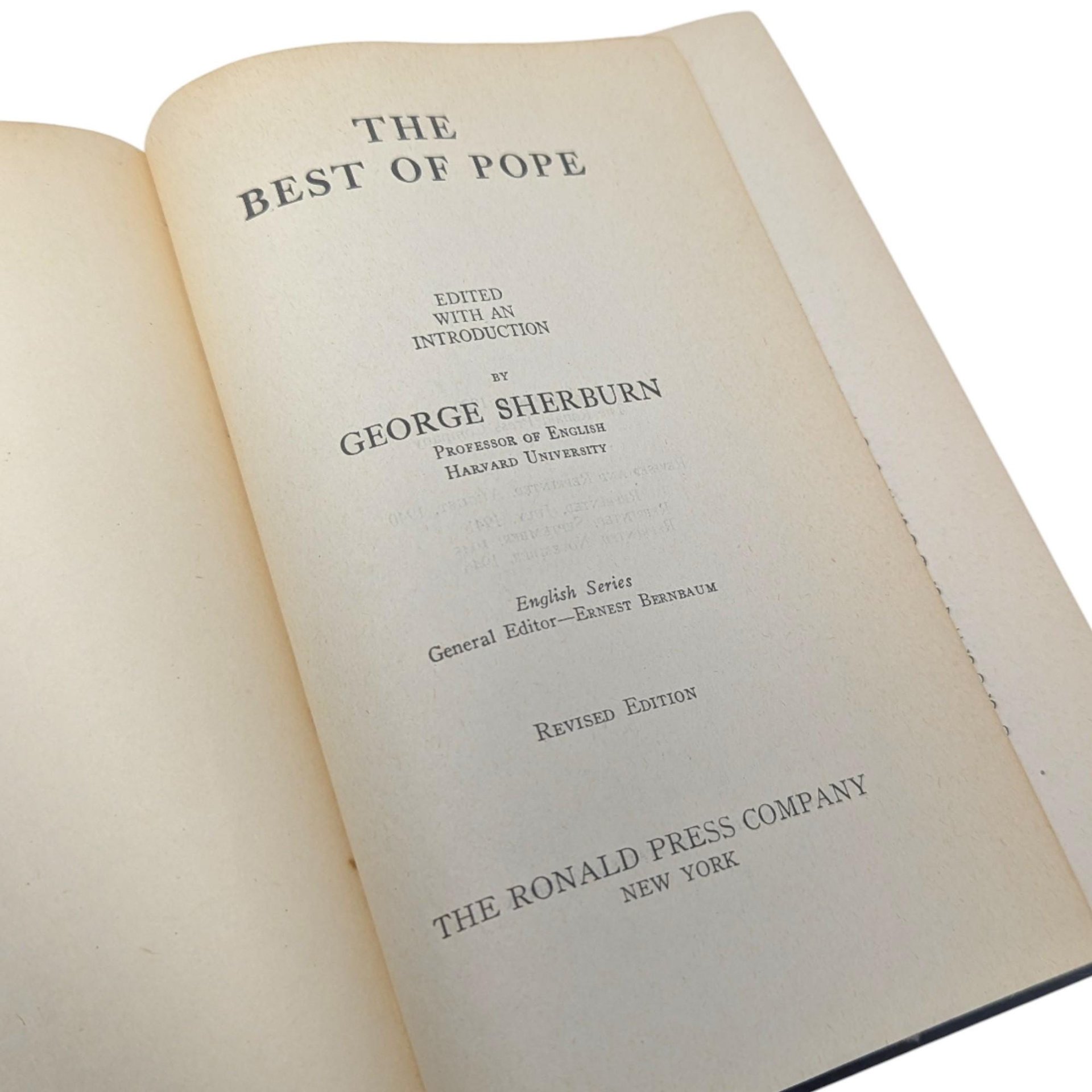 Vintage 1946 The Best of Pope Hardcover Book: George Sherburn Ronald Press