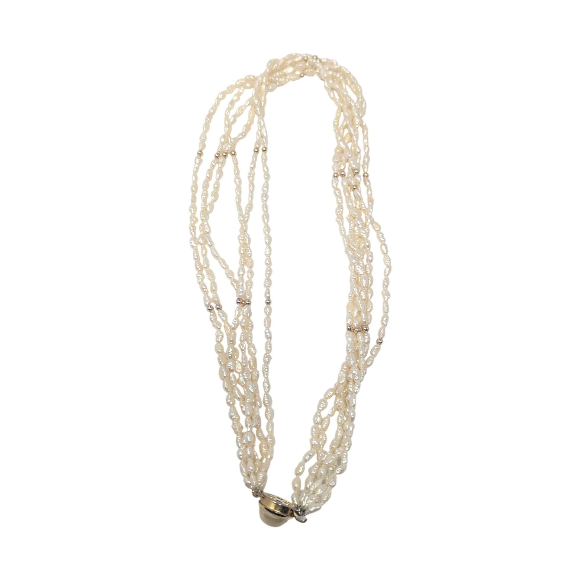 Vintage White Bead Multi-Strand Necklace: Elegant Bridal Choker with Faux Pearl Clasp