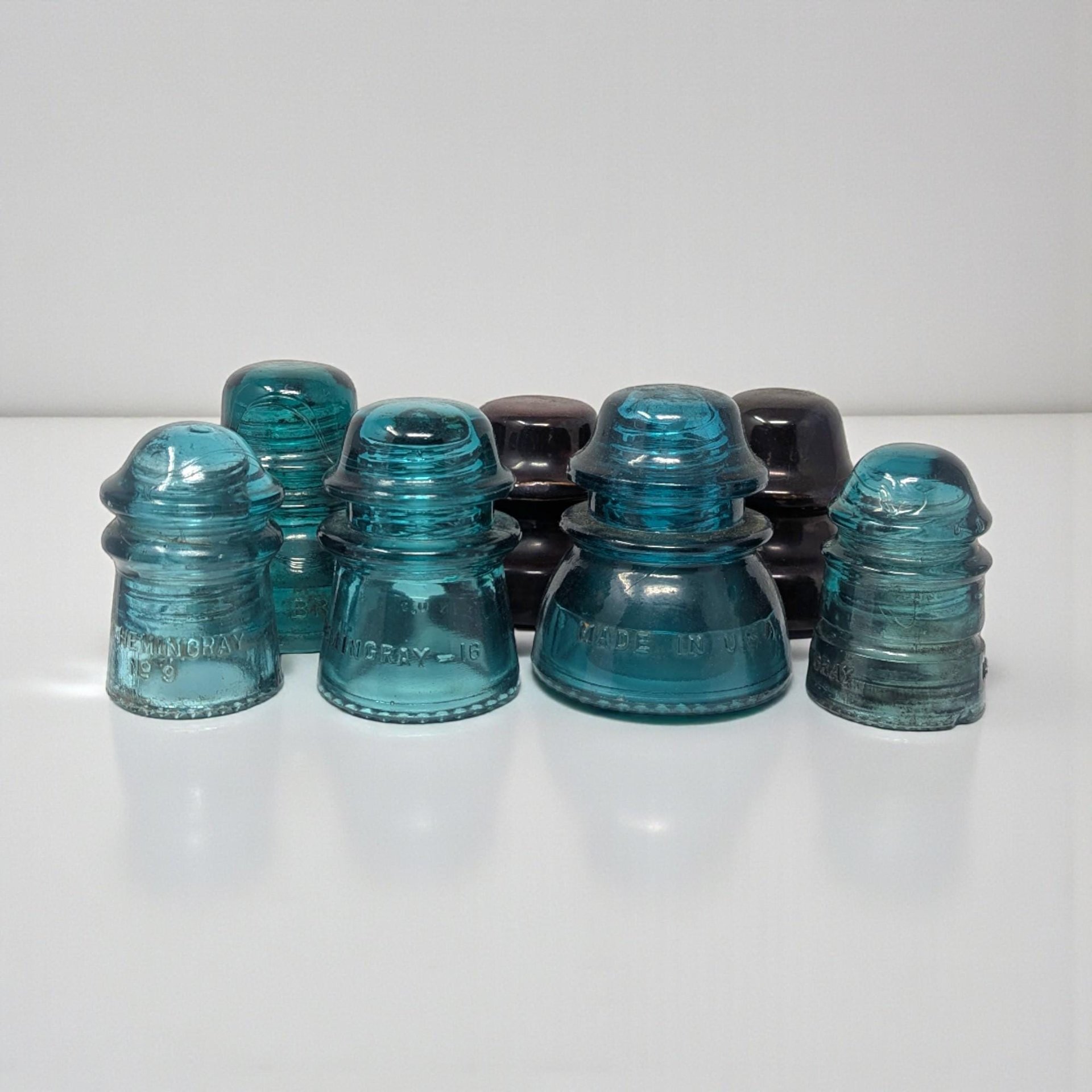 Antique and Vintage Glass Insulator Choice: Hemingray Brookfield Locke Industrial Decor