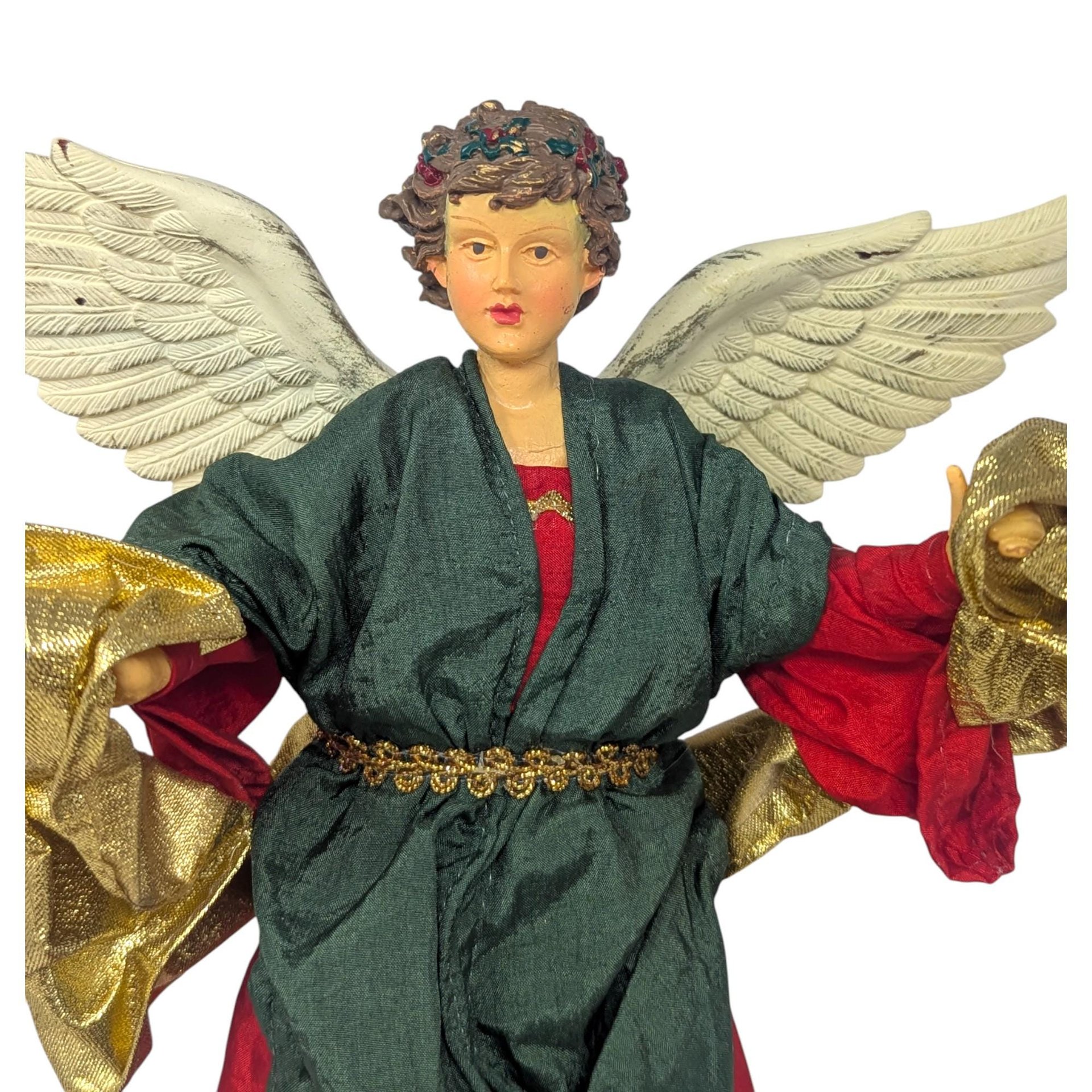 Vintage Fabric Angel Tree Topper: Christmas Holiday Decoration