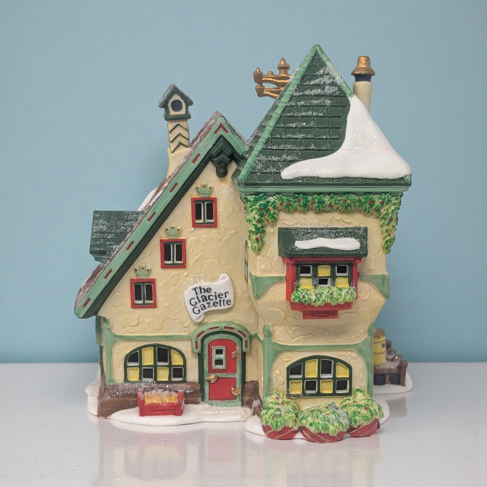 Vintage 1997 The Glacier Gazette Building: Dept 56 North Pole Village House