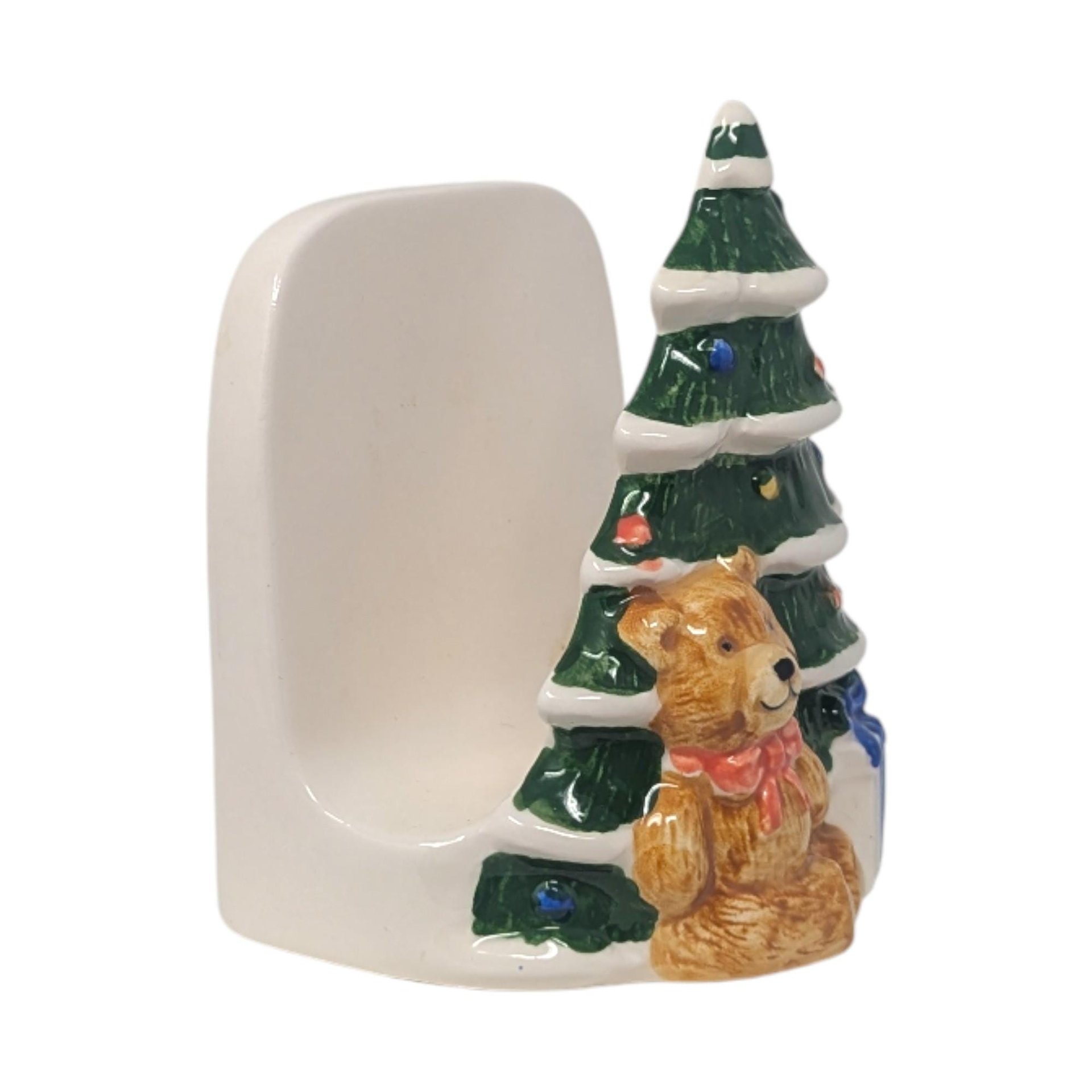Vintage Otagiri Christmas Bear Napkin Holder: Ceramic Holiday Table Decor
