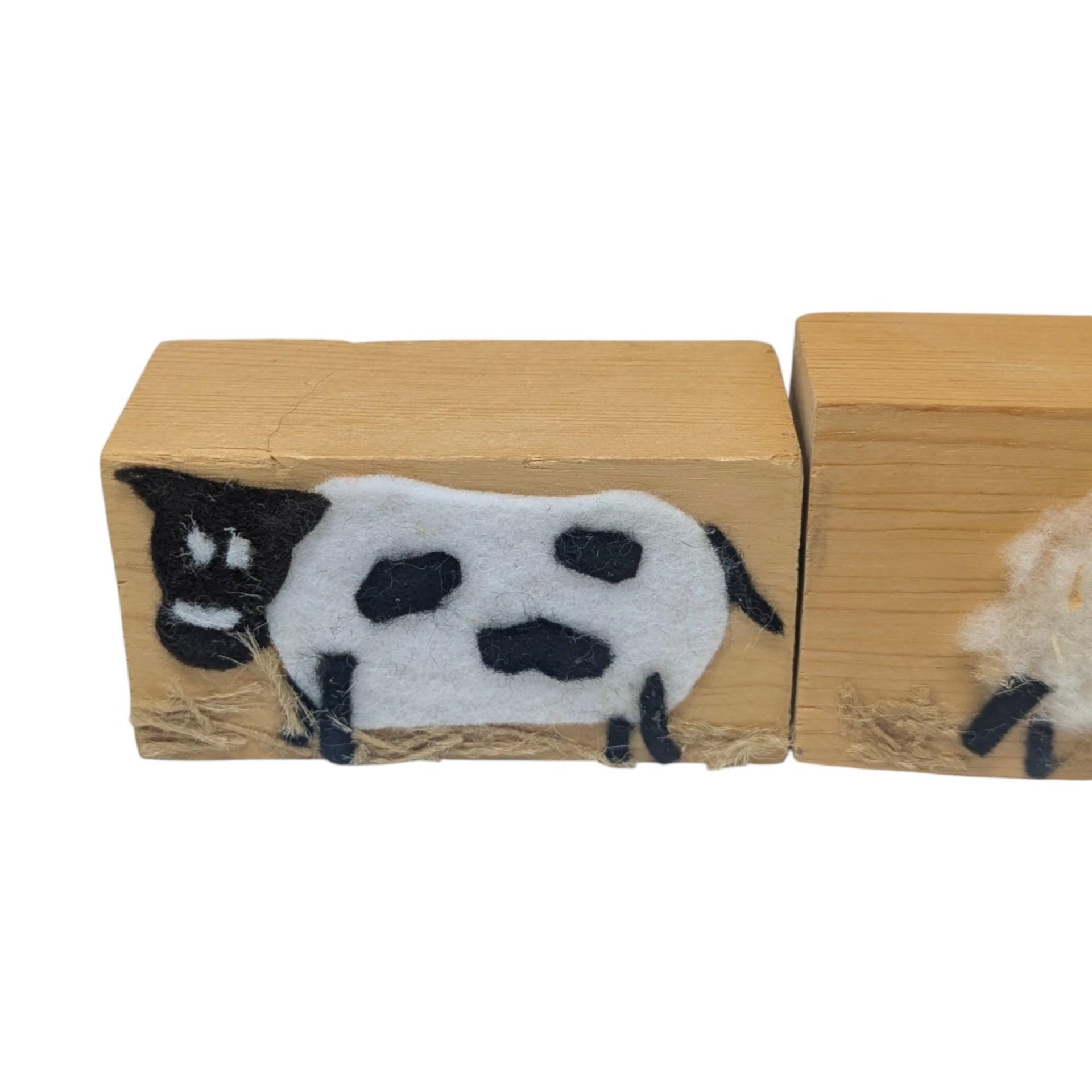 Vintage Handmade Felt Nativity Set: Wooden Block Christmas Creche