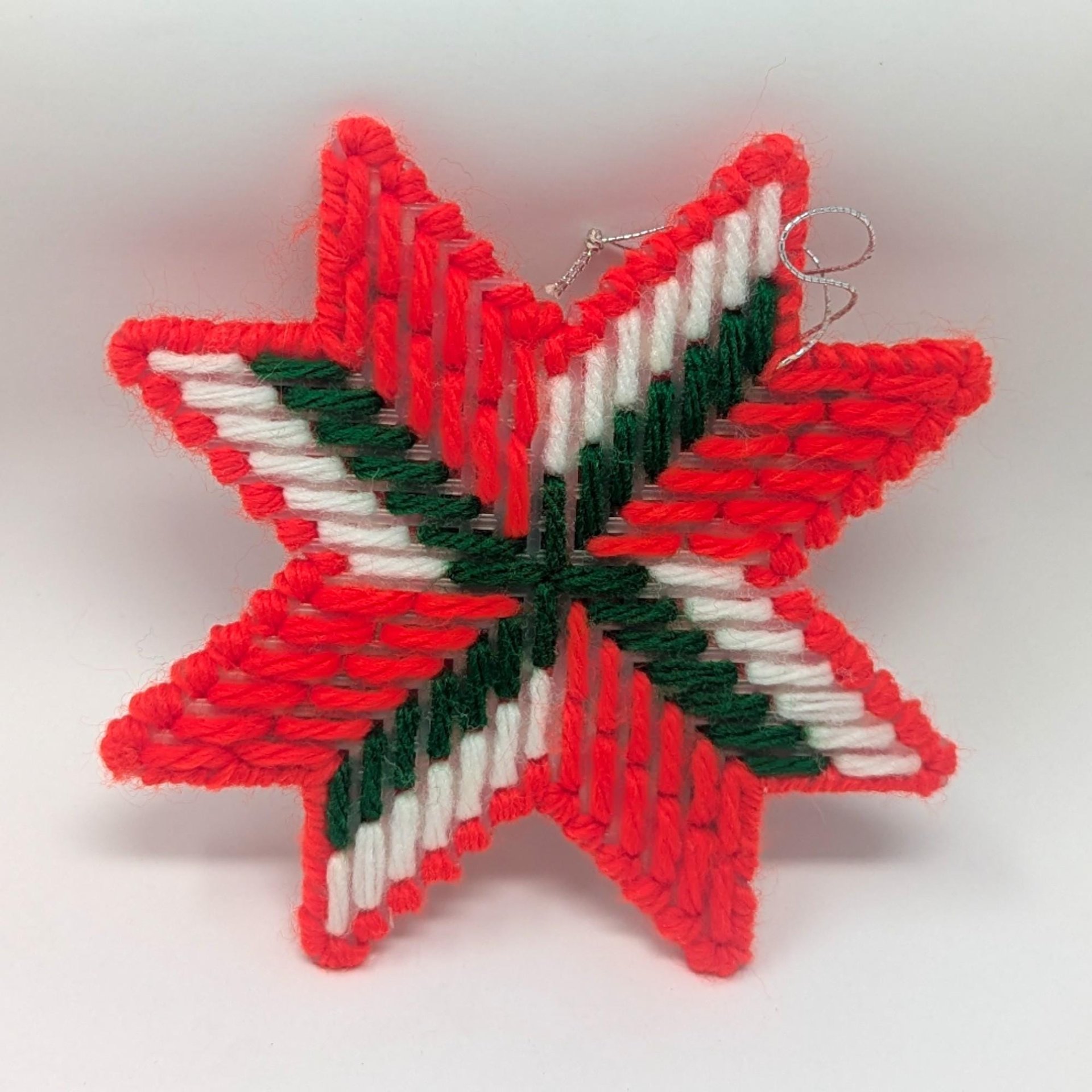 Vintage Handmade Plastic Canvas Ornaments: Needlepoint Christmas Decor Set