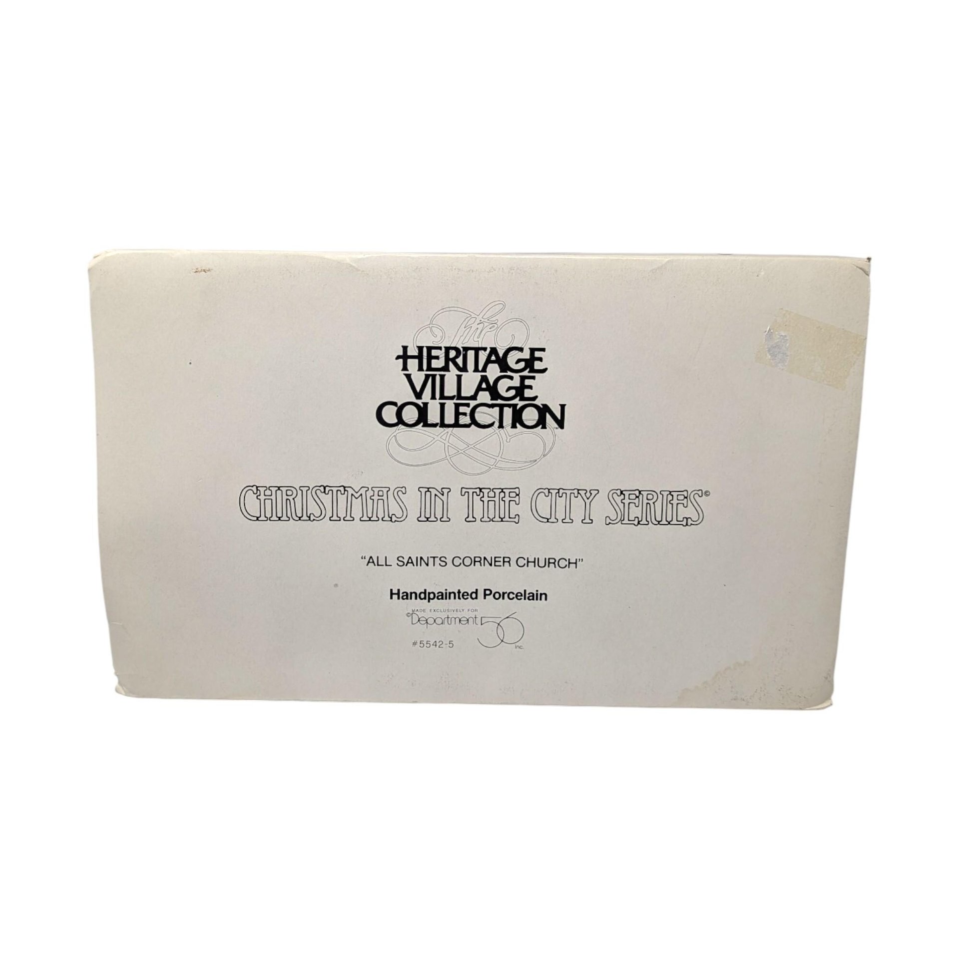 Vintage 1990 All Saints Corner Church: Dept 56 Christmas in the City