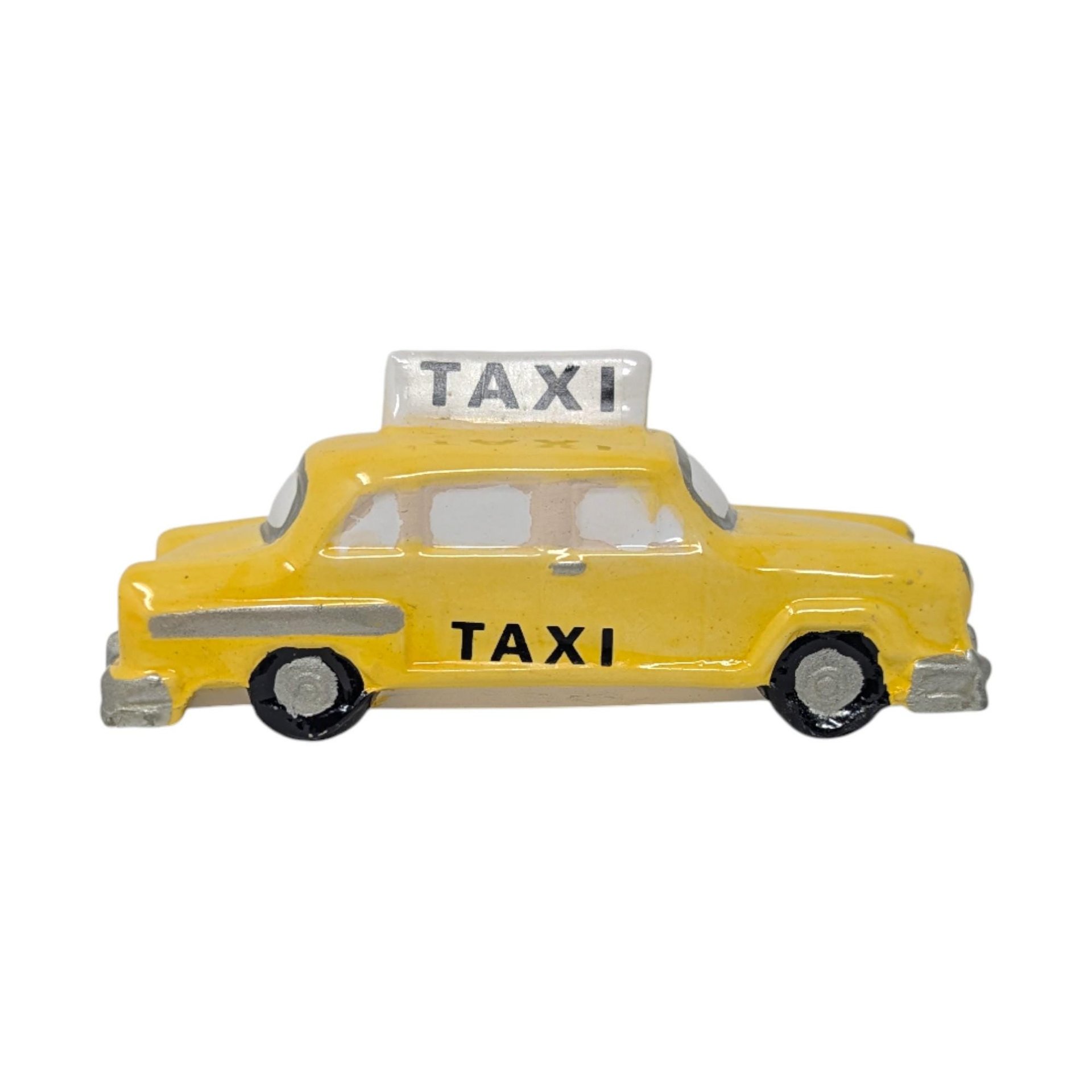 Vintage Ceramic Village Accessory Set: 4 Vehicles Bus Taxi Fire Police