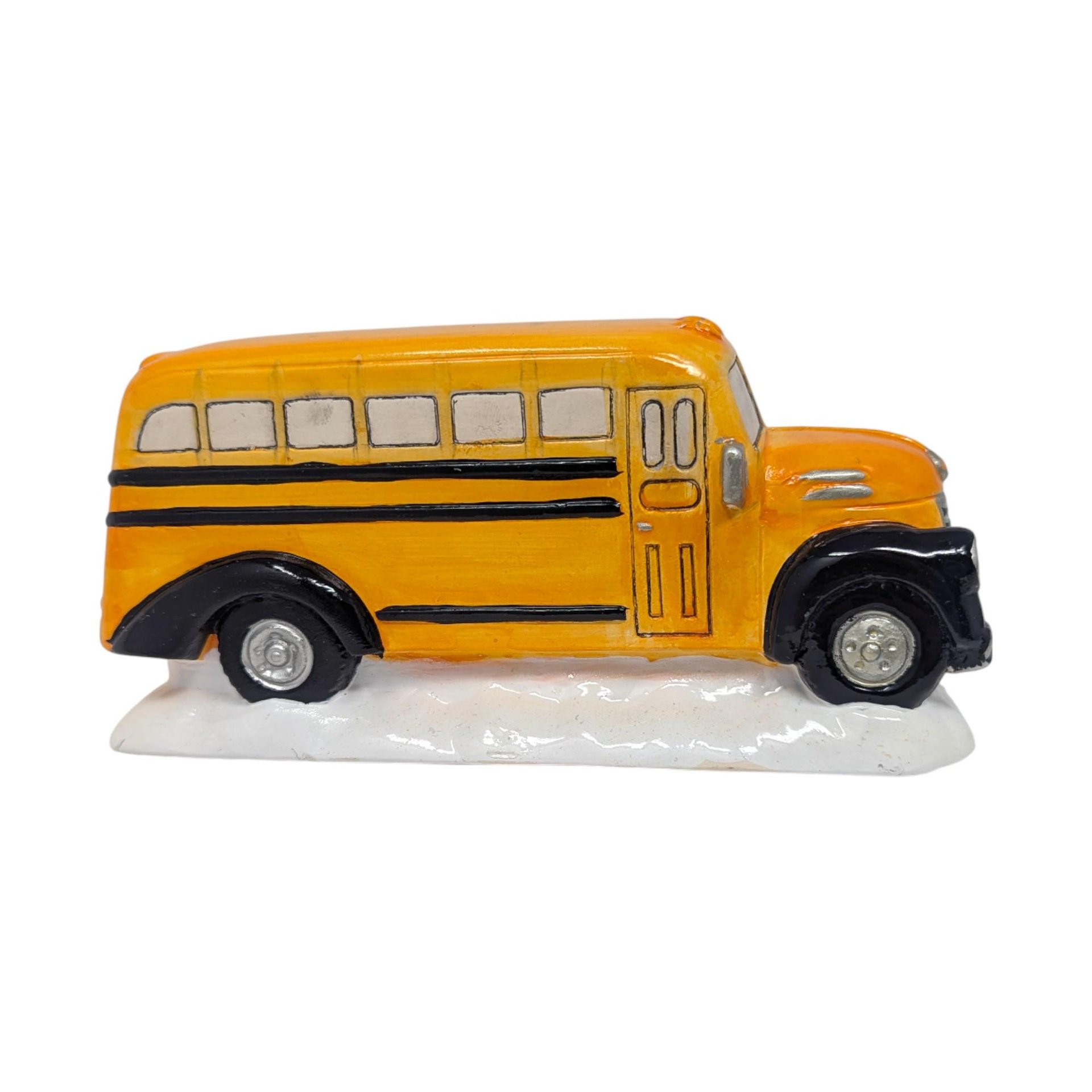 Vintage Ceramic Village Accessory Set: 4 Vehicles Bus Taxi Fire Police