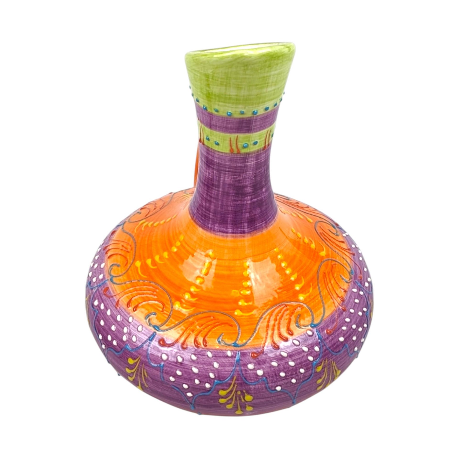 1990s Tilted Ceramic Pitcher, Handmade in Spain