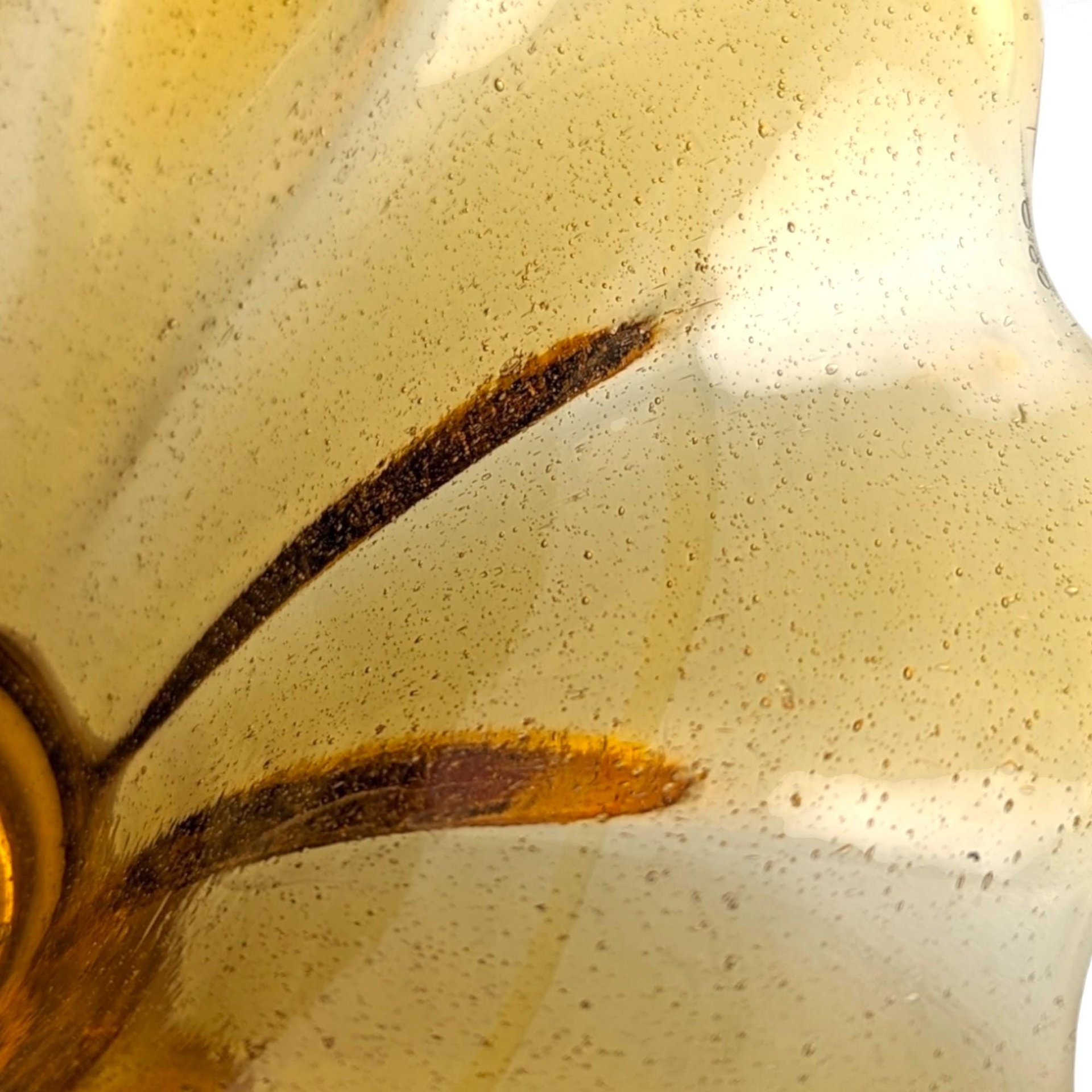 Vintage Amber Art Glass Basket with Hand-Pulled Handle