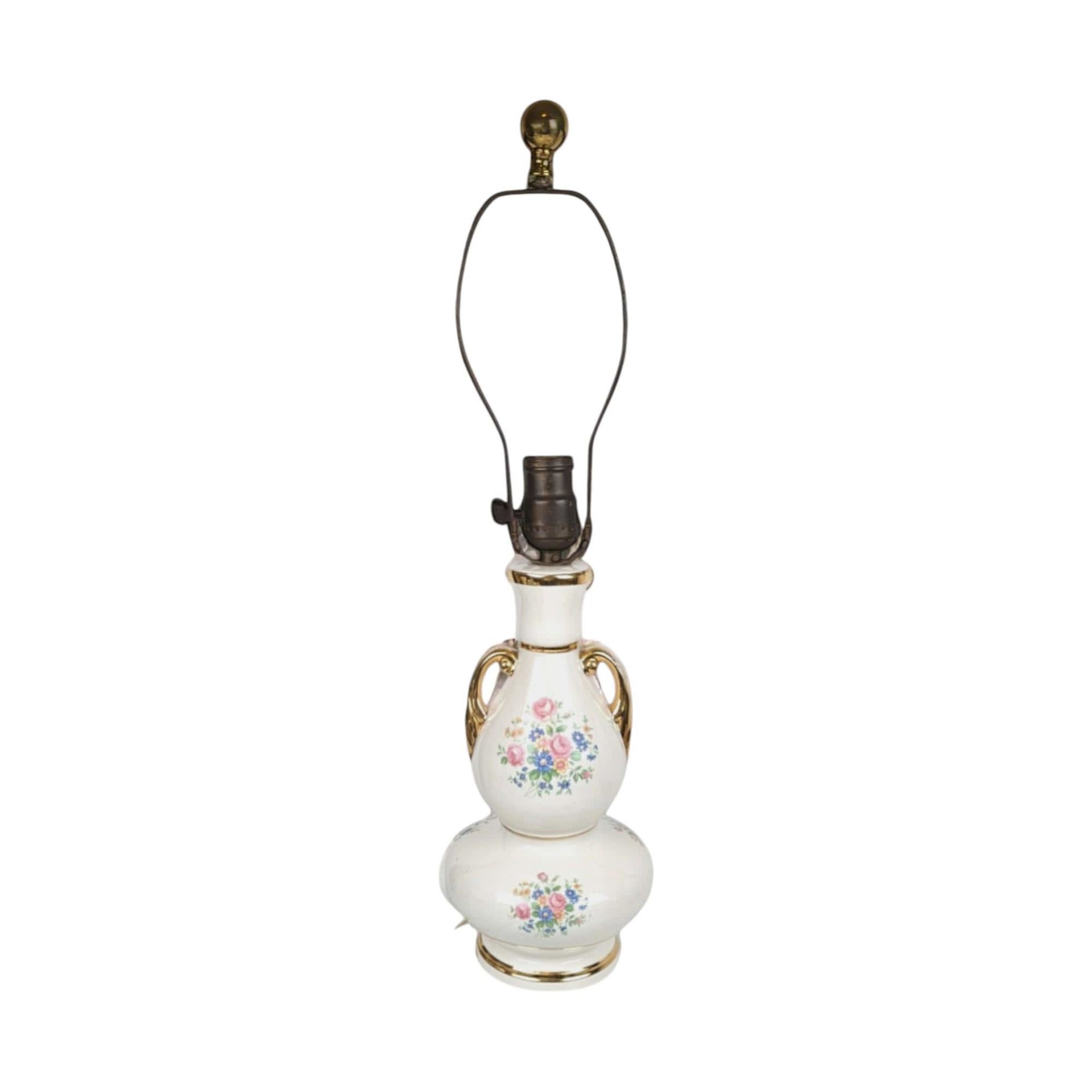 Large Vintage Floral Ceramic Lamp