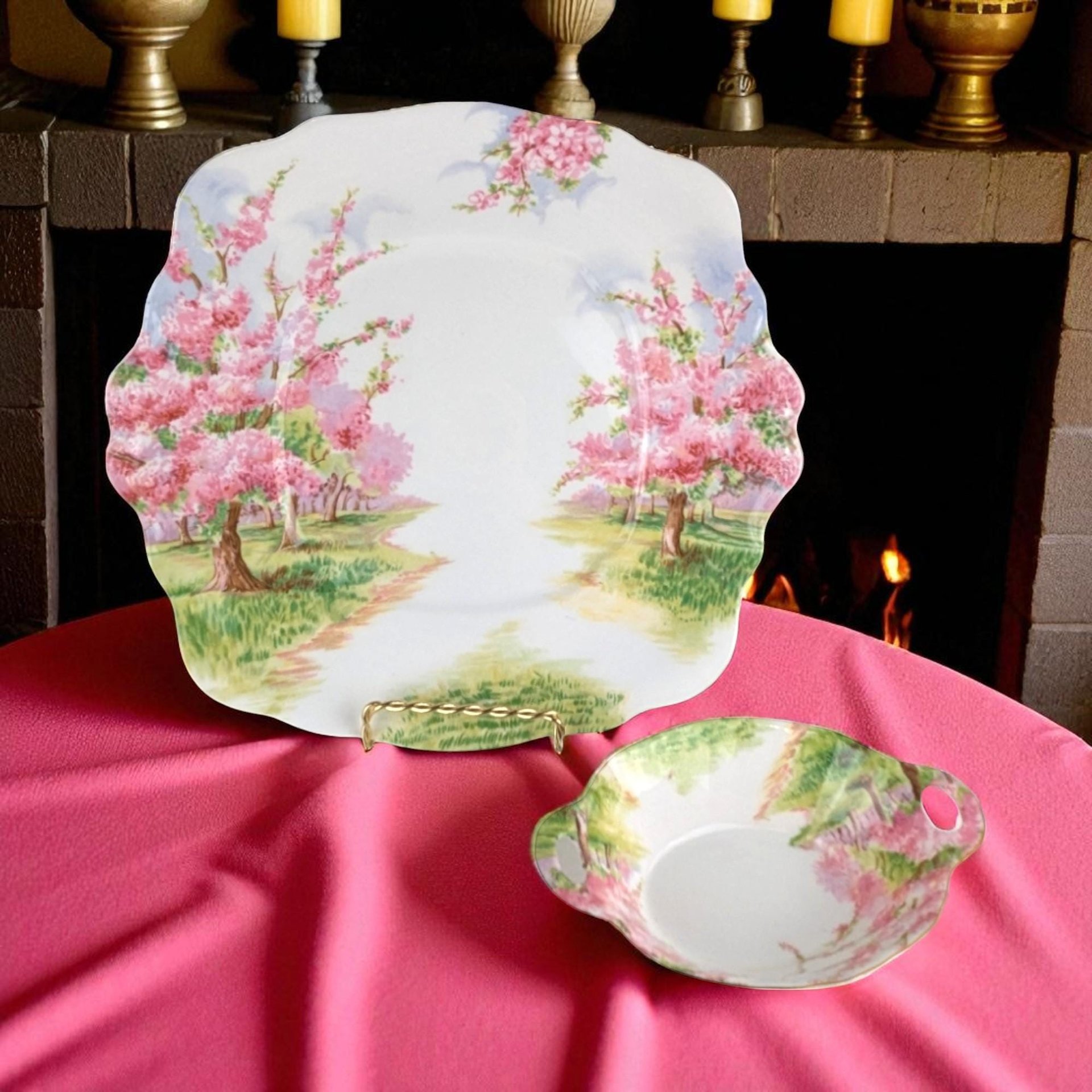 Vintage Royal Albert Blossom Time Choice: Square Cake Plate or Oval Dish