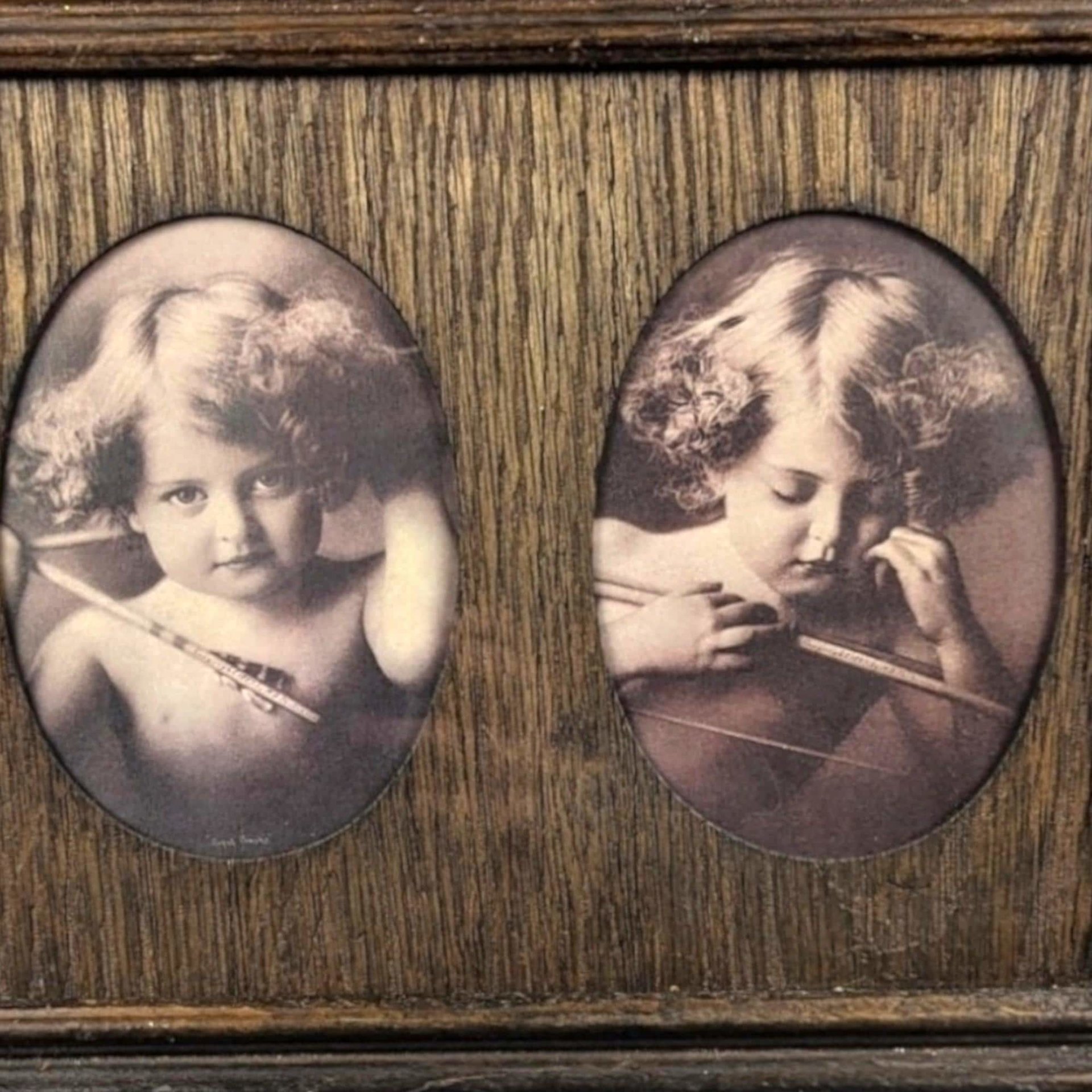 Vintage M.B. Parkinson Cupid Awake and Cupid Asleep Framed Print