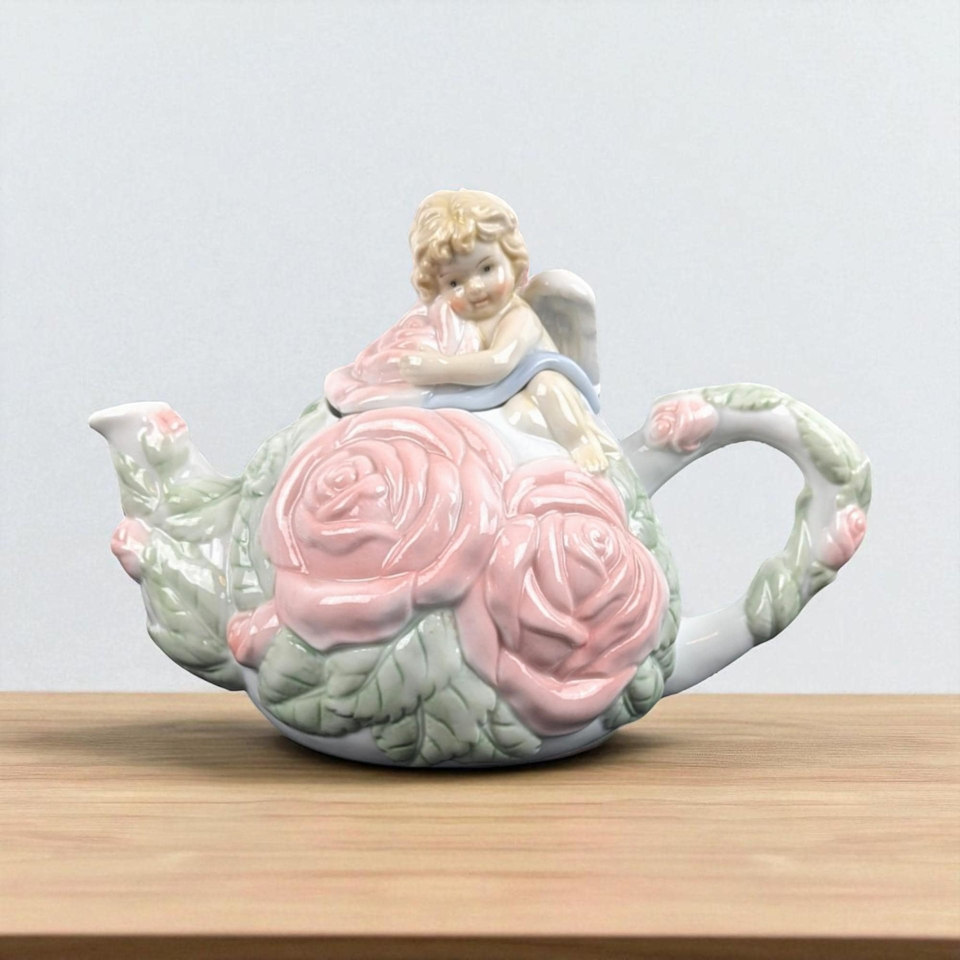 1980s Ceramic Avon Cherub Teapot