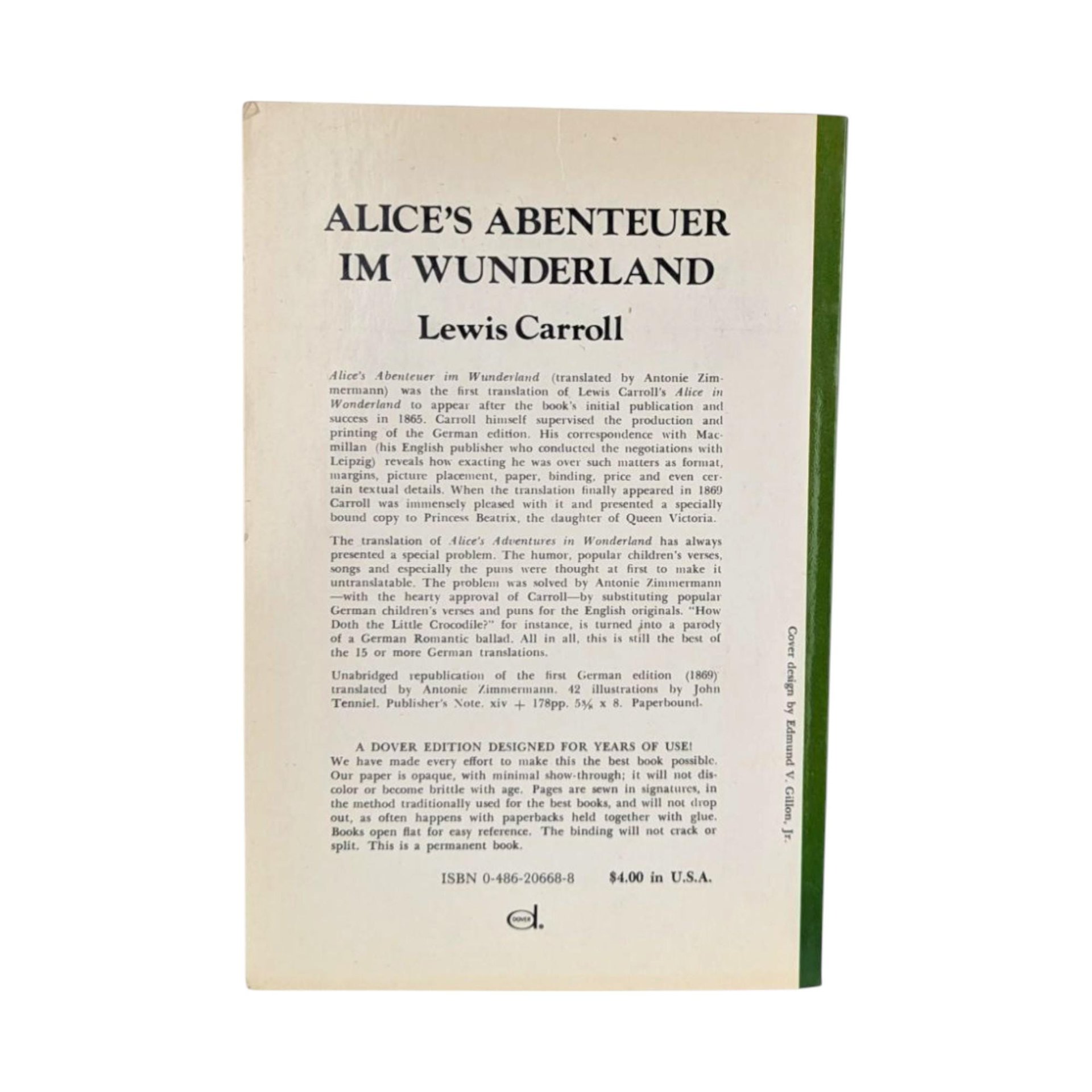1974 Alice's Abenteuer im Wunderland, German Lewis Carroll Book