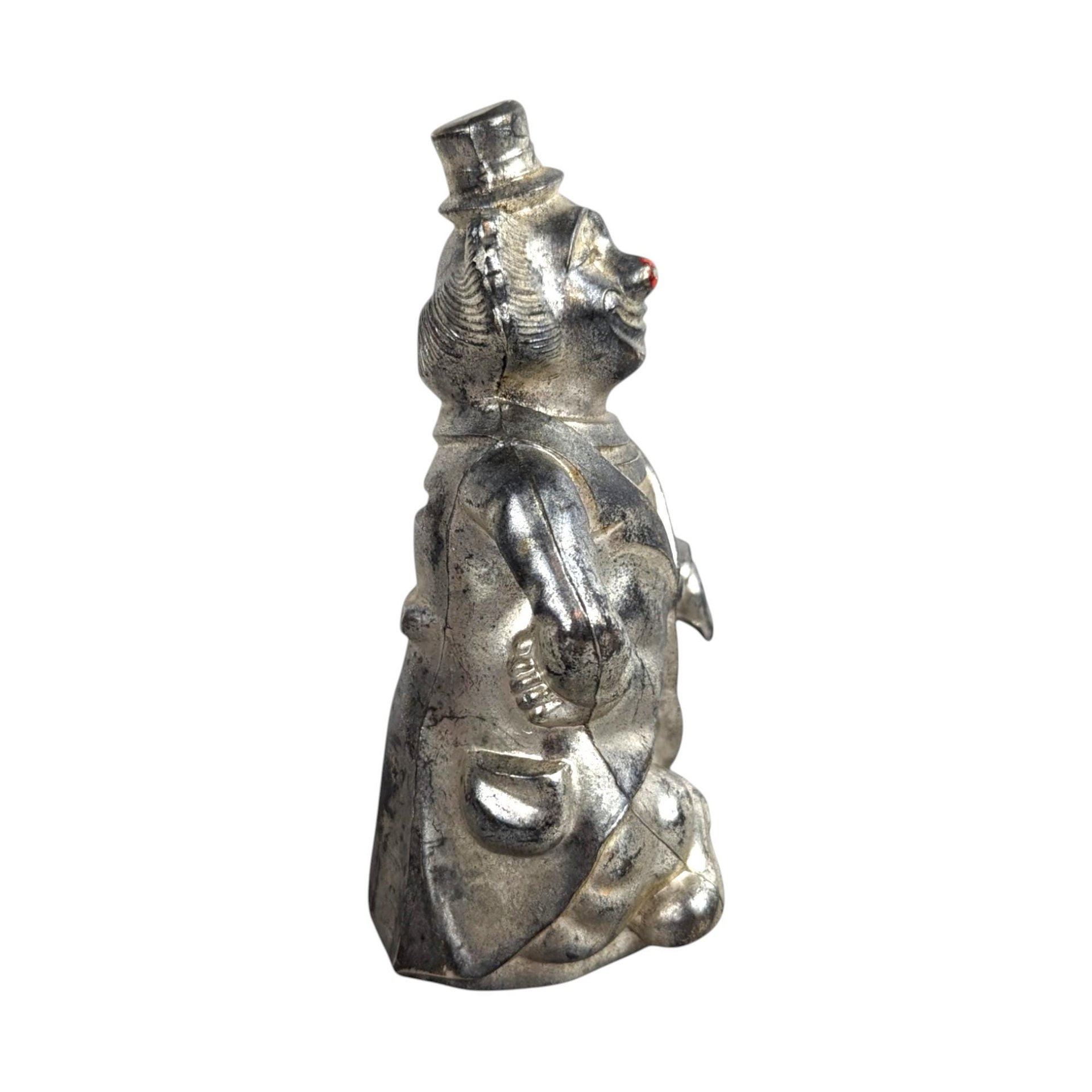 Vintage Silver Tone Metal Clown Bank