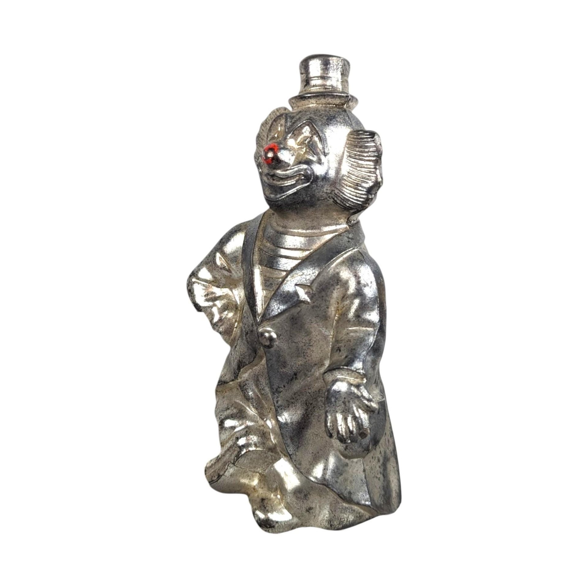 Vintage Silver Tone Metal Clown Bank