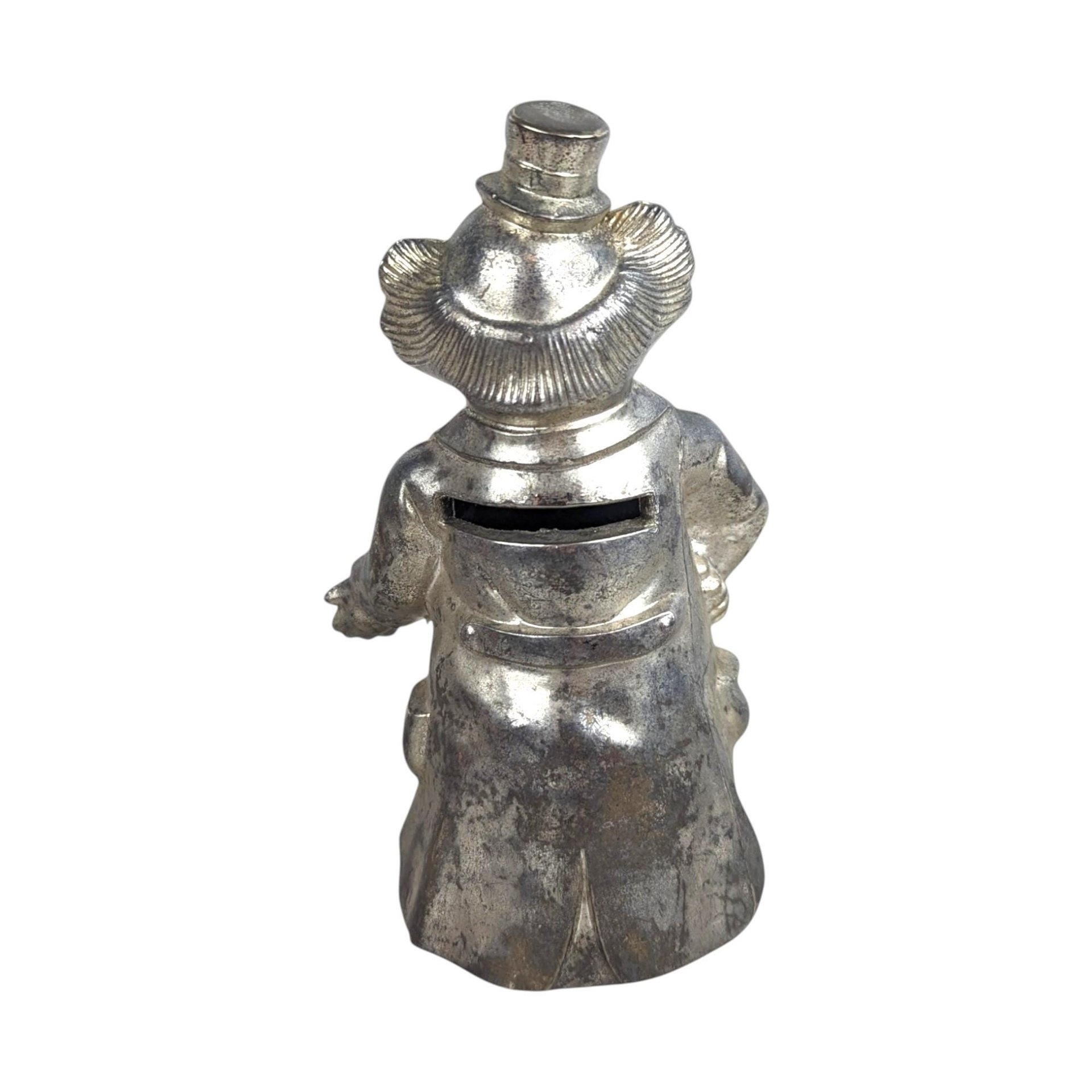 Vintage Silver Tone Metal Clown Bank