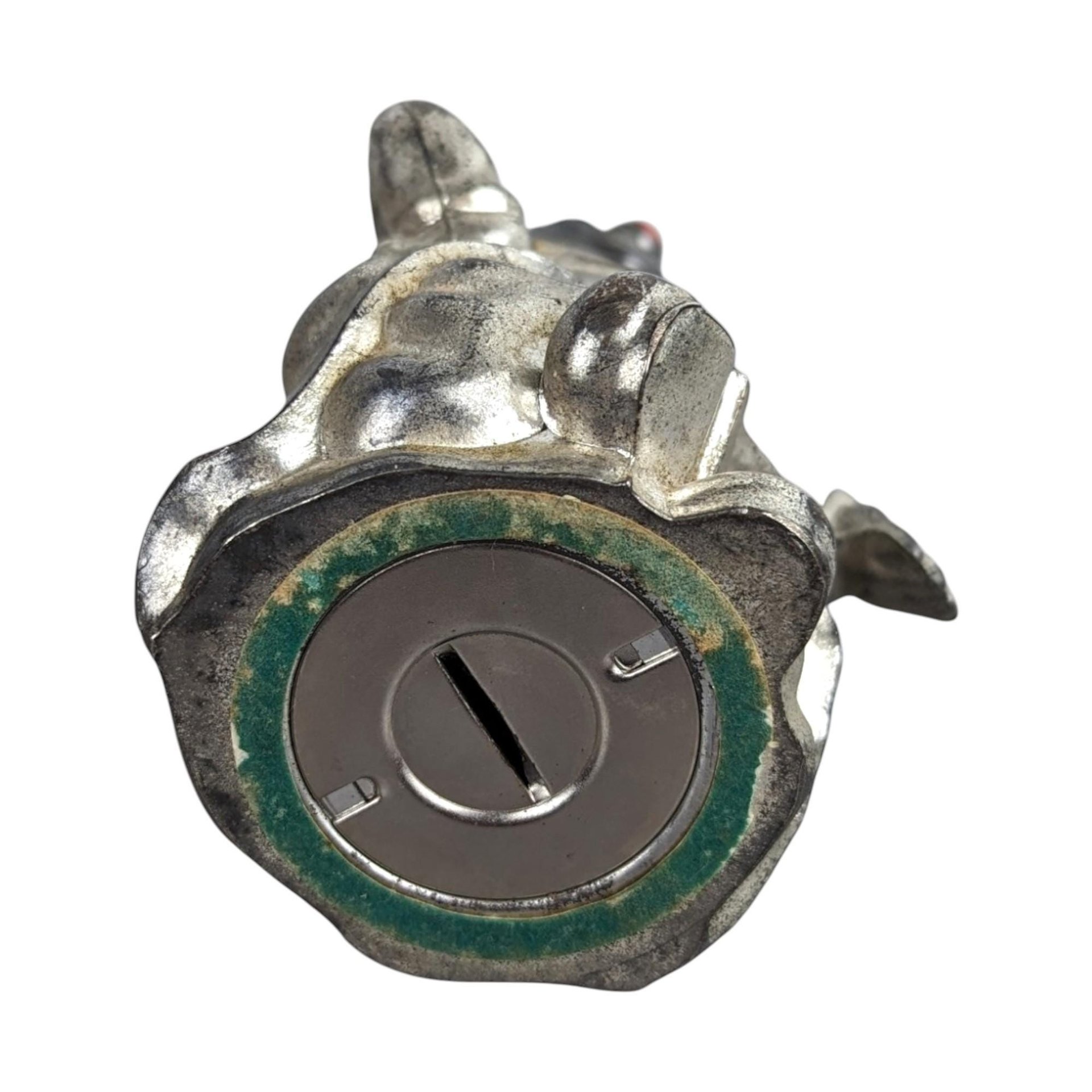 Vintage Silver Tone Metal Clown Bank