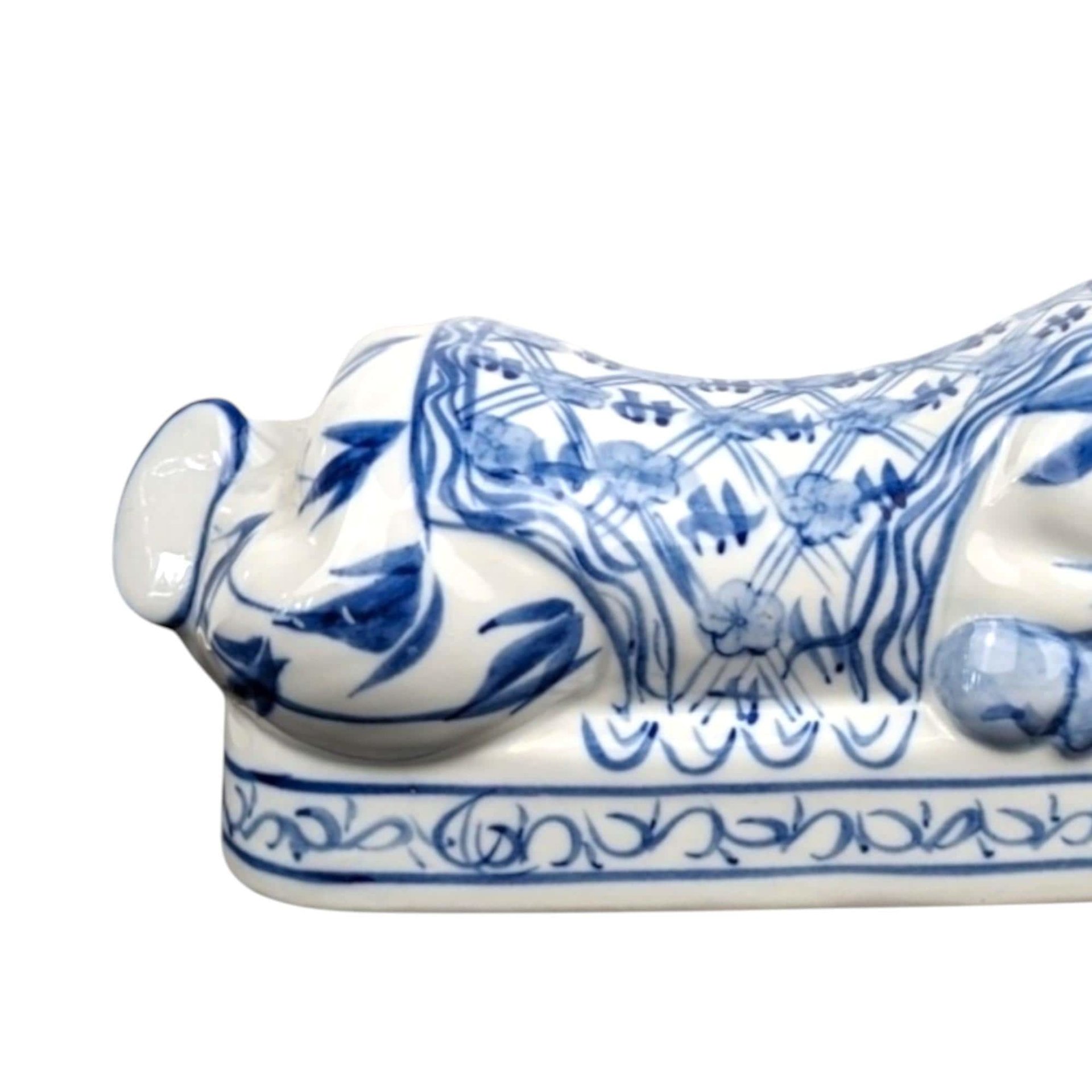 Vintage Chinese Blue and White Porcelain Opium Pillow