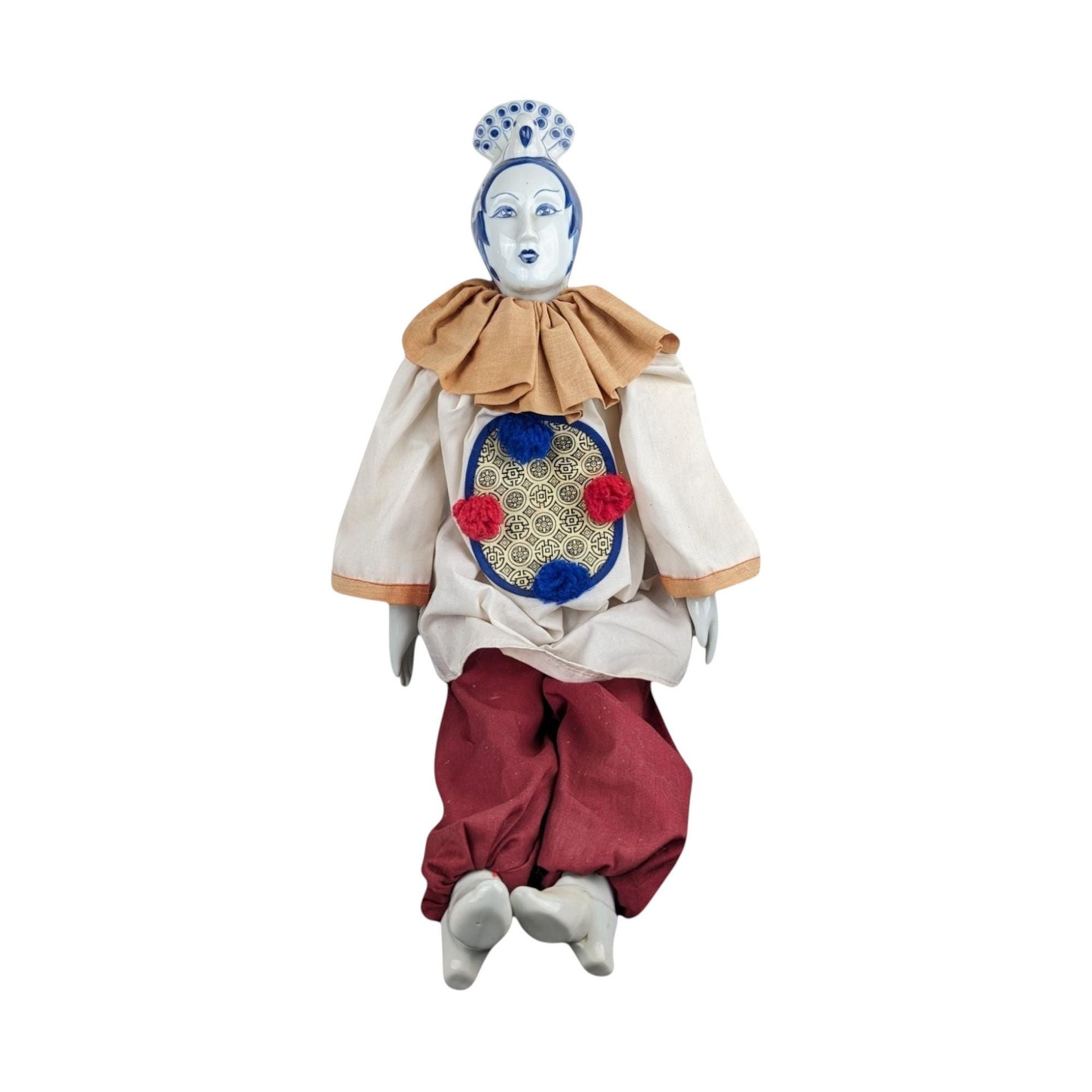 Vintage Porcelain Chinese Opera Doll with Peacock Hat