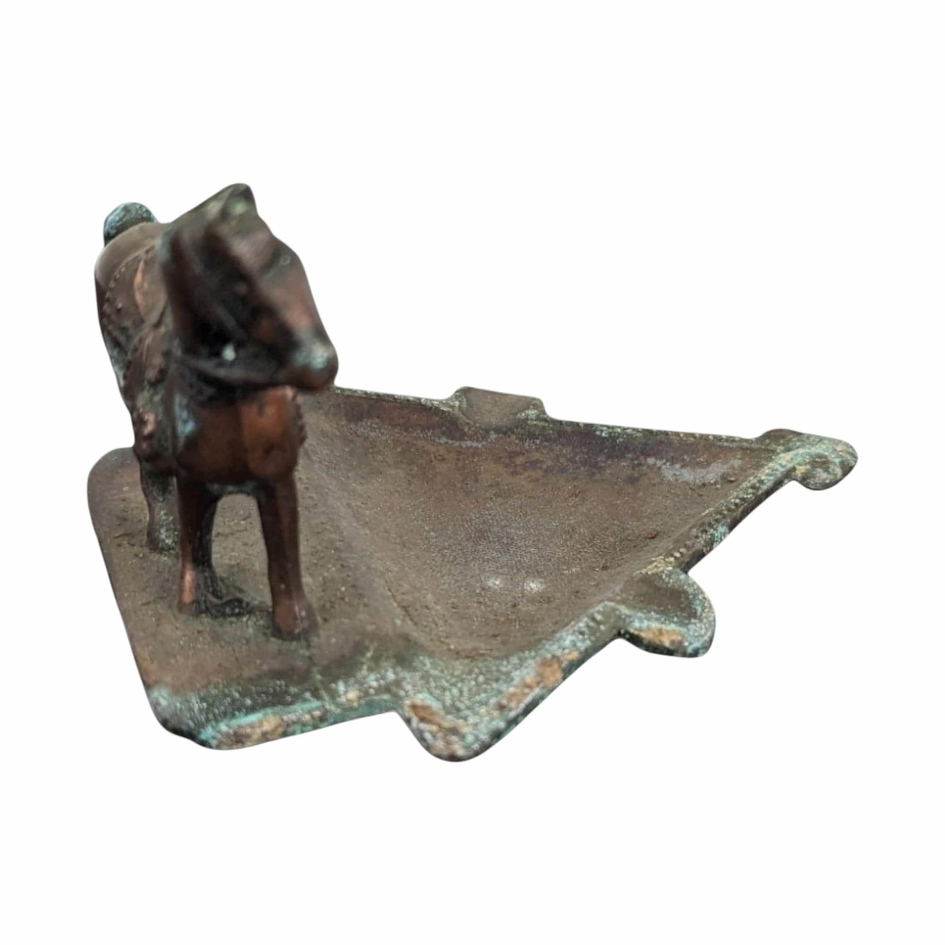 1930s John Wright Co. Cast Saddled Horse Metal Ashtray